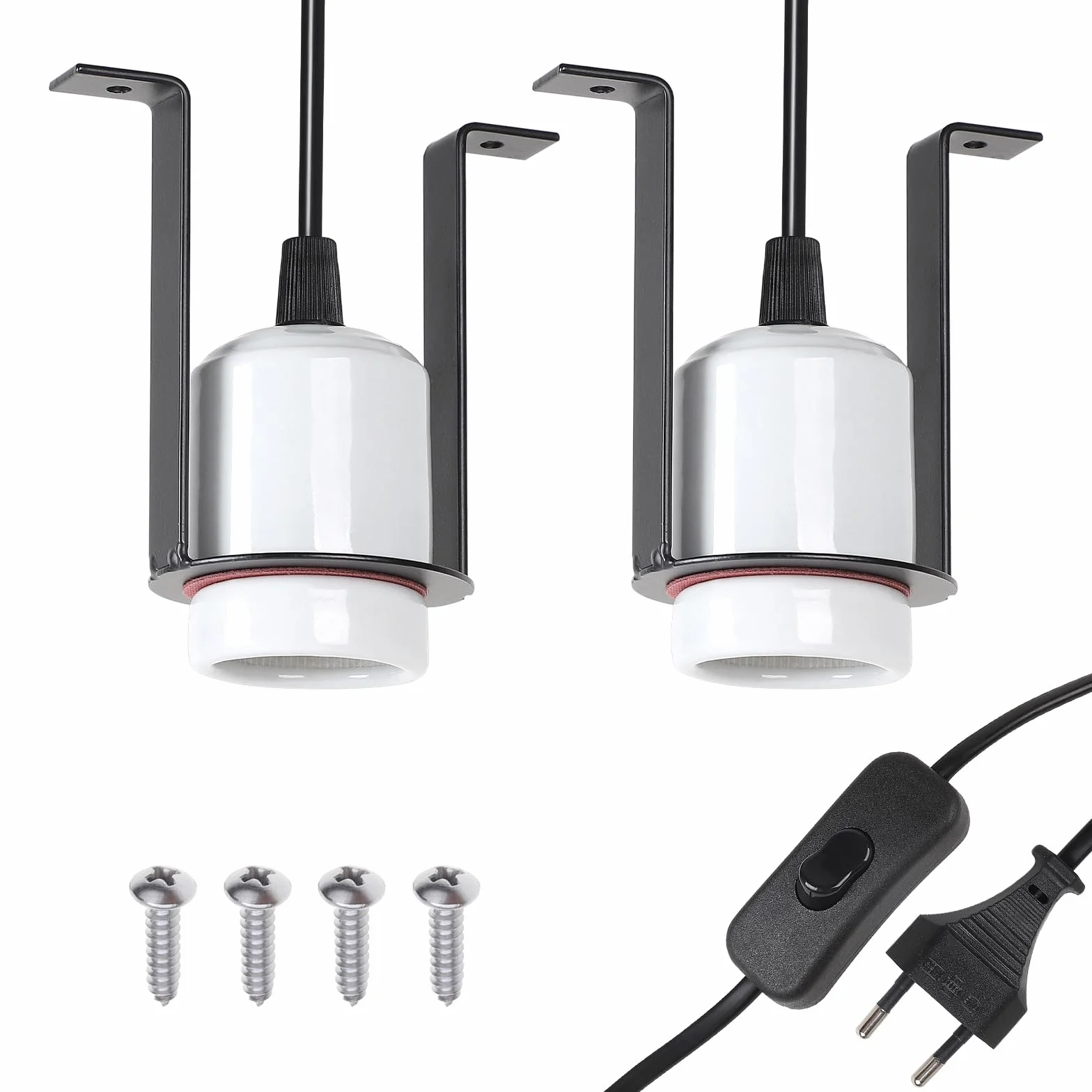 Douille en Céramique Lampe Chauffante E27 pour Terrarium Reptiles, Câble 1,5 m, 2 Pièces