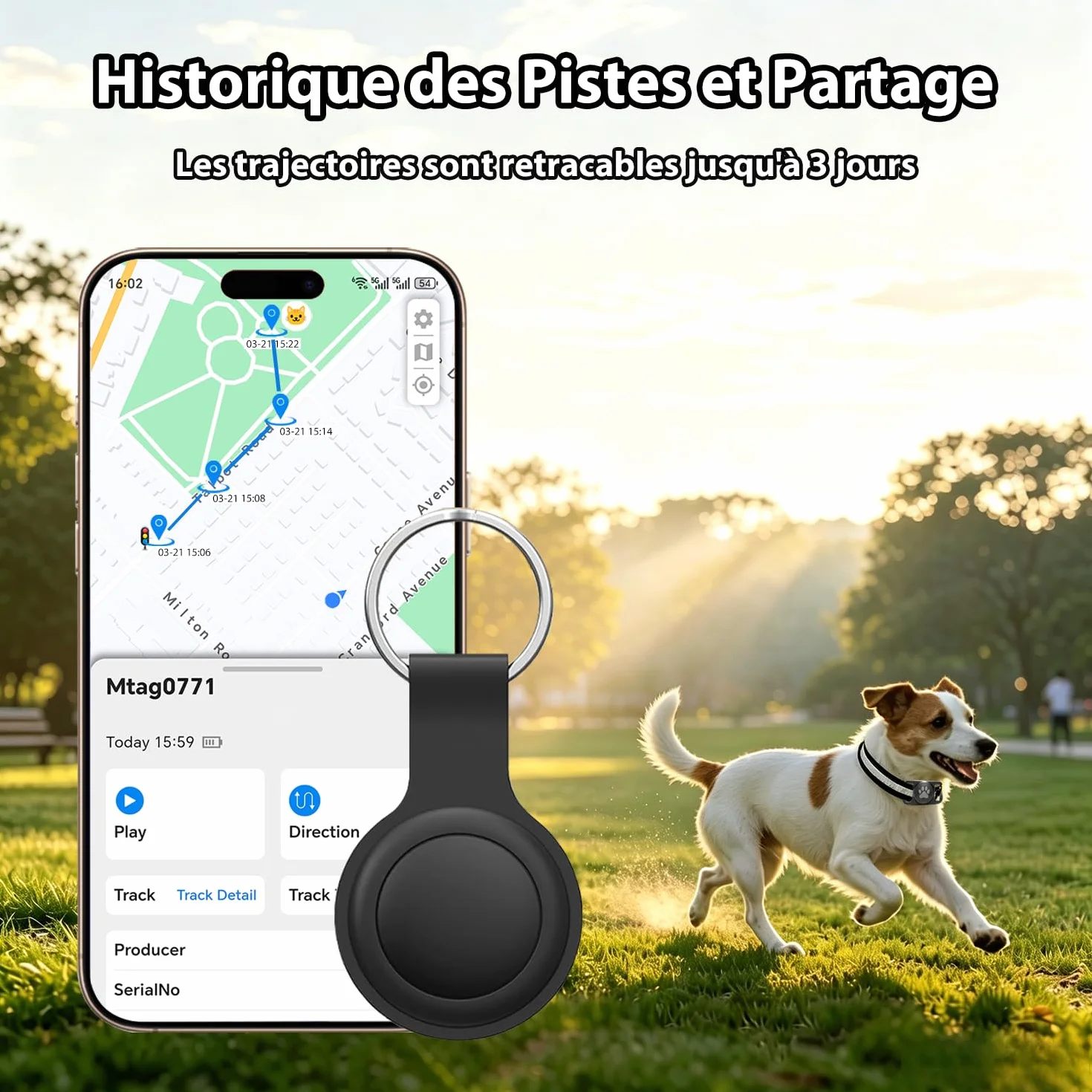 Mini Traceur GPS Chat Collier GPS Chat Flexible sans Abonnement Suivi Temps réel étanchéité Noir