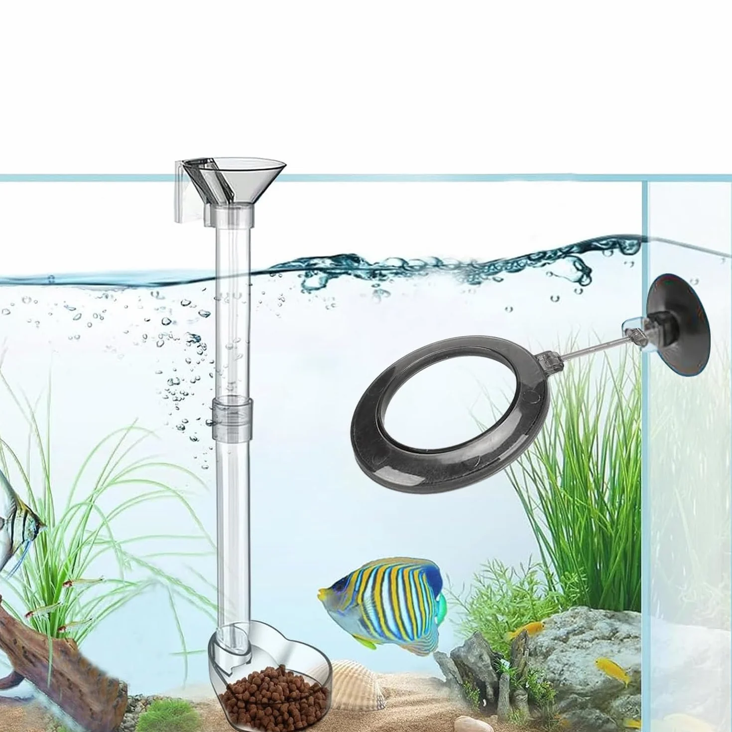 Aquarium Fish Feeder Tube Kit, Tube Alimentation Crevettes Acrylique, pour Aquarium Crevettes Cristal