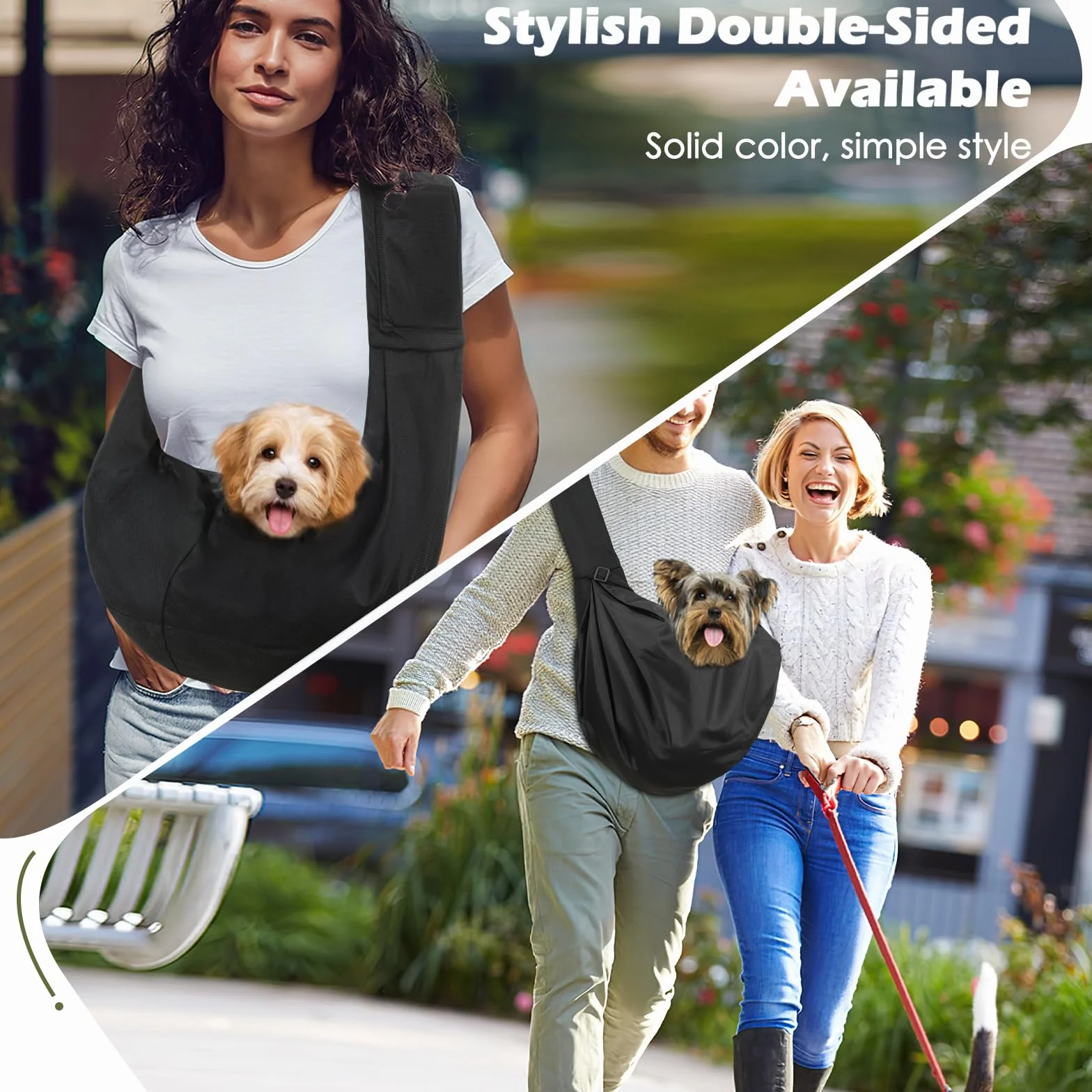 Pawaboo Porte-bébé pour Petits Chiens, Porte-Chien Réversible à Mains Libres pour Petits Chiens et Chats, Portes-Chien avec Harnais de Sécurité, Essentiels pour Chiots, Noir