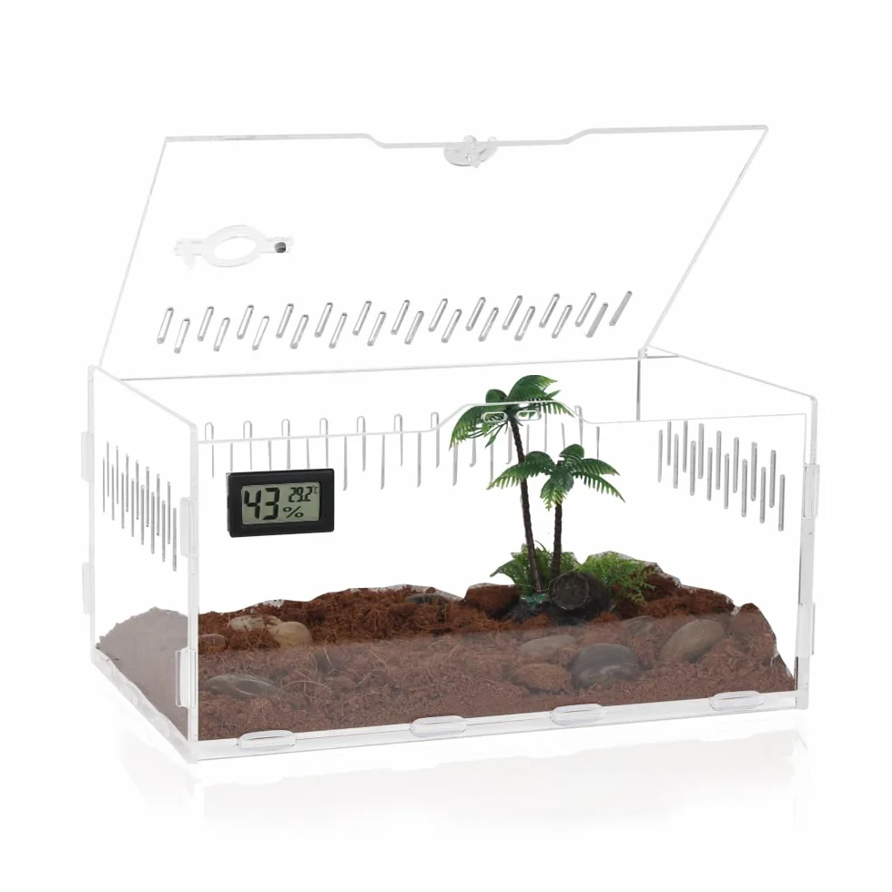YUEHUA Boîte d'alimentation acrylique transparente 30x20x15 cm pour terrarium reptiles
