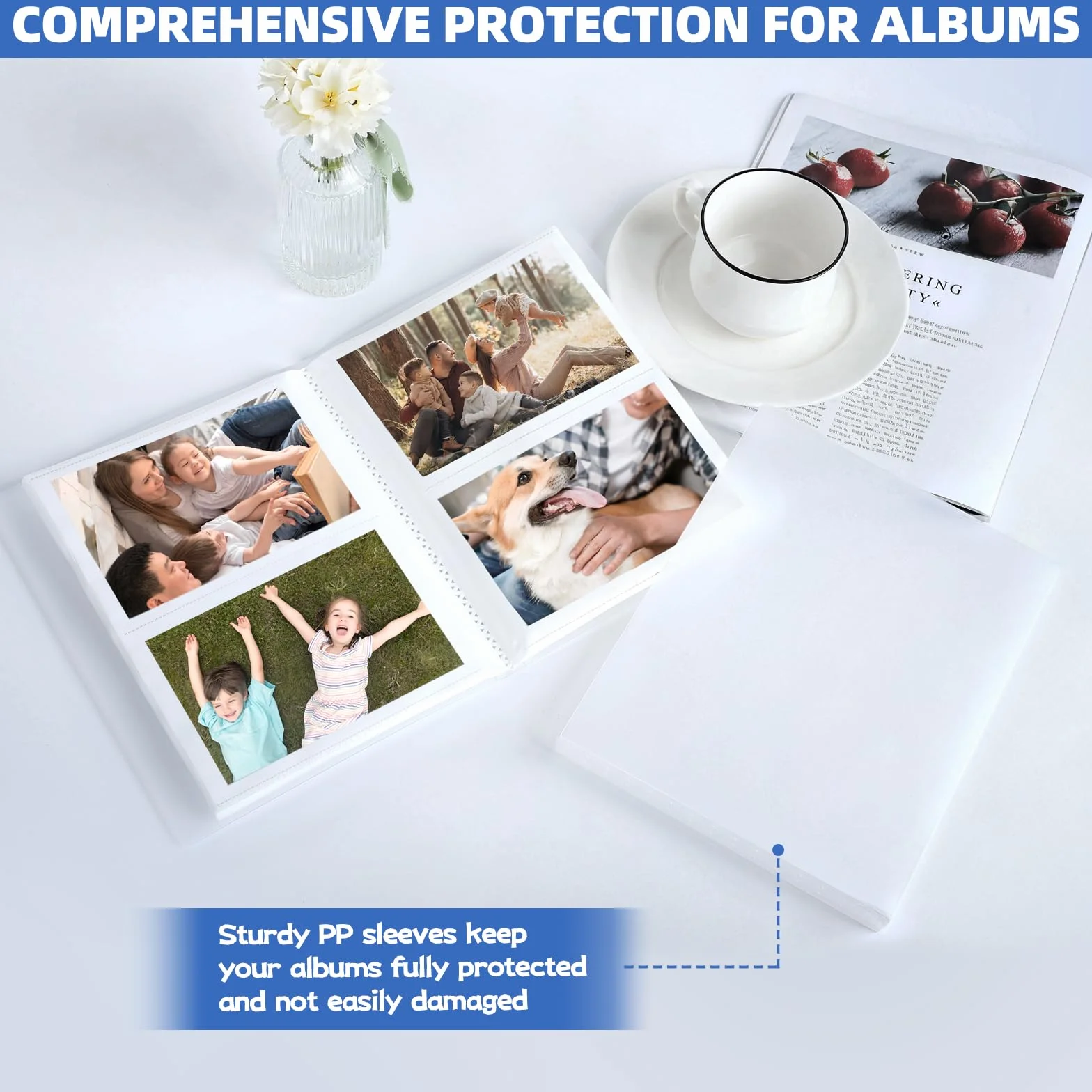 Album Photo Pochette 40 Pages, 80 Photos 10x15, Livre Photo avec Housse de Protection, Blanc