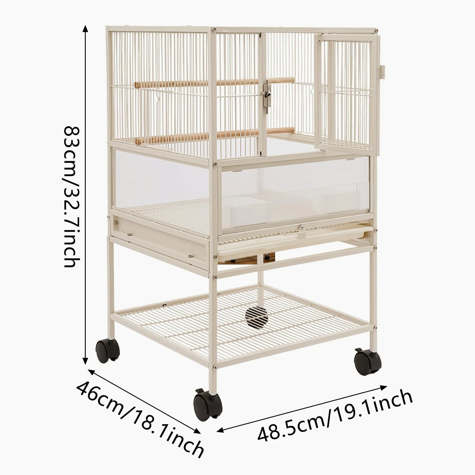 Cage à oiseaux, 48,5 x 46 x 83 cm, grande cage à oiseaux debout pour oiseaux de petite et moyenne taille tels que perruches, perruches