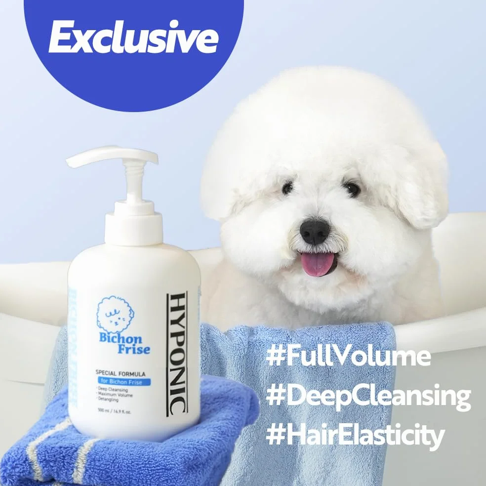 HYPONIC Shampooing pour bichon frisé – Shampooing hypoallergénique et spécifique à la race pour un volume complet, un nettoyage en profondeur et une élasticité des cheveux (10,14 fl oz)