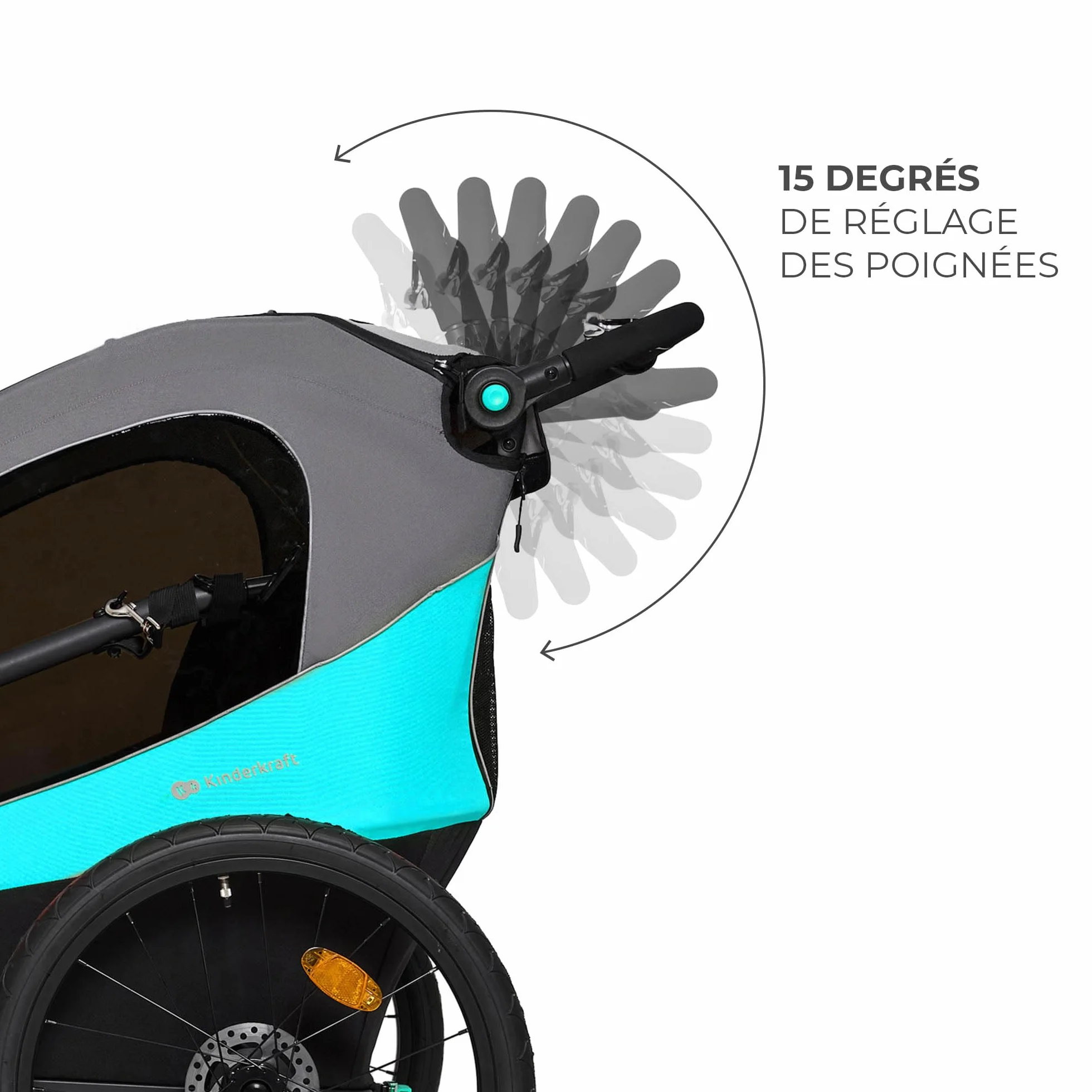 Kinderkraft NAVA 3-en-1 Remorque pour enfants Poussette Jogger Landau Remorque à vélo 2x22kg Protection pluie insectes Bleu