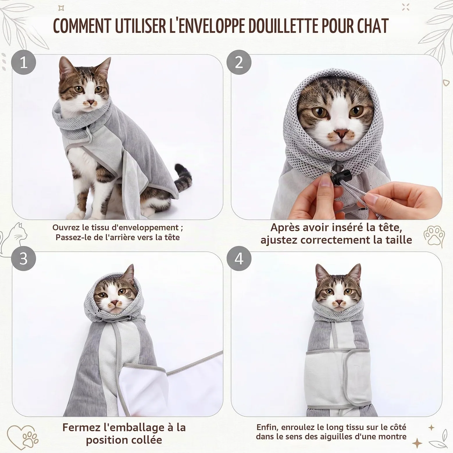 Hsei Rouleau de toilettage pour chat pour couper les ongles avec coupe-ongles et lime, taille S