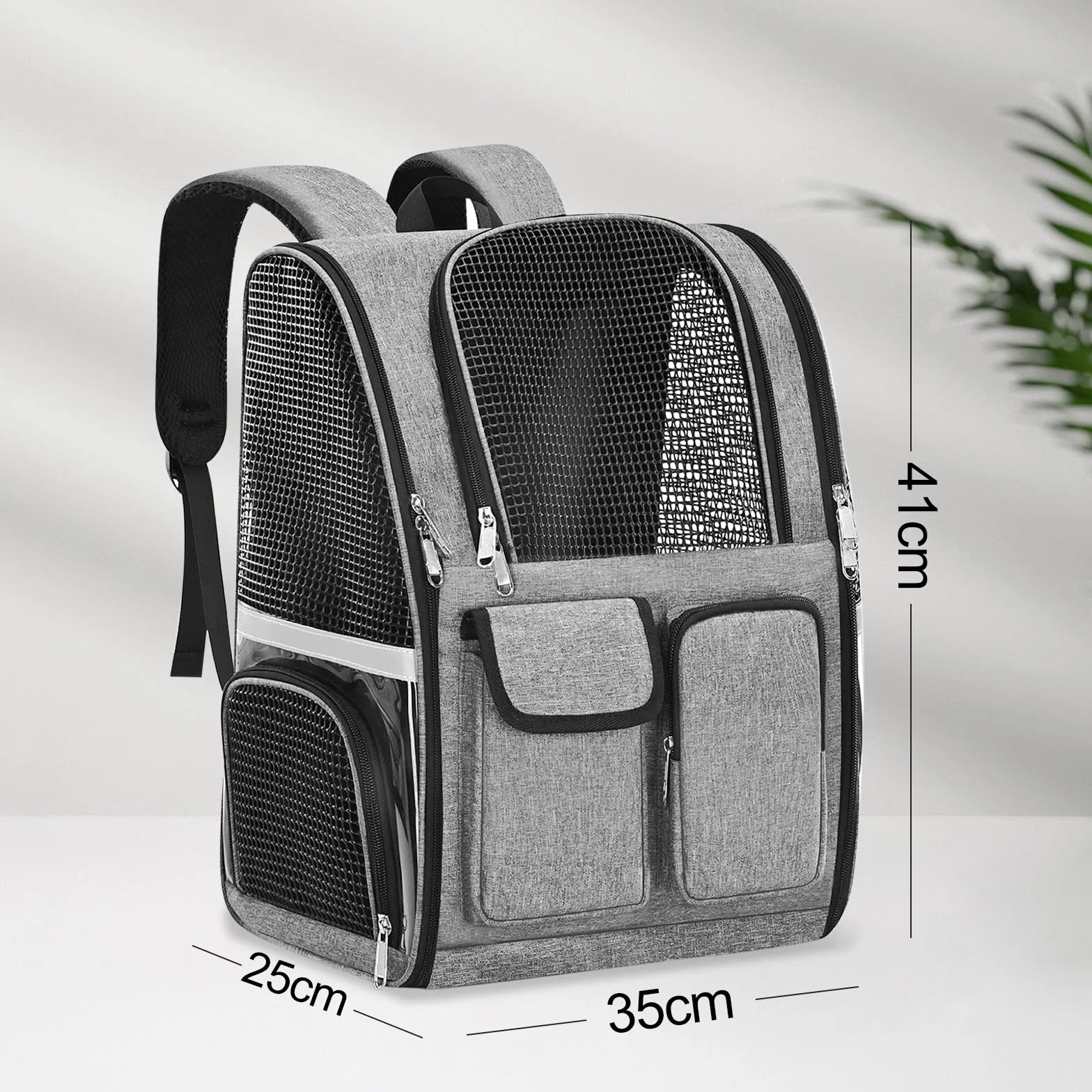 Sac à Dos pour Chat Respirant Grande Capacité Bandes Réfléchissantes Bretelles Confortables