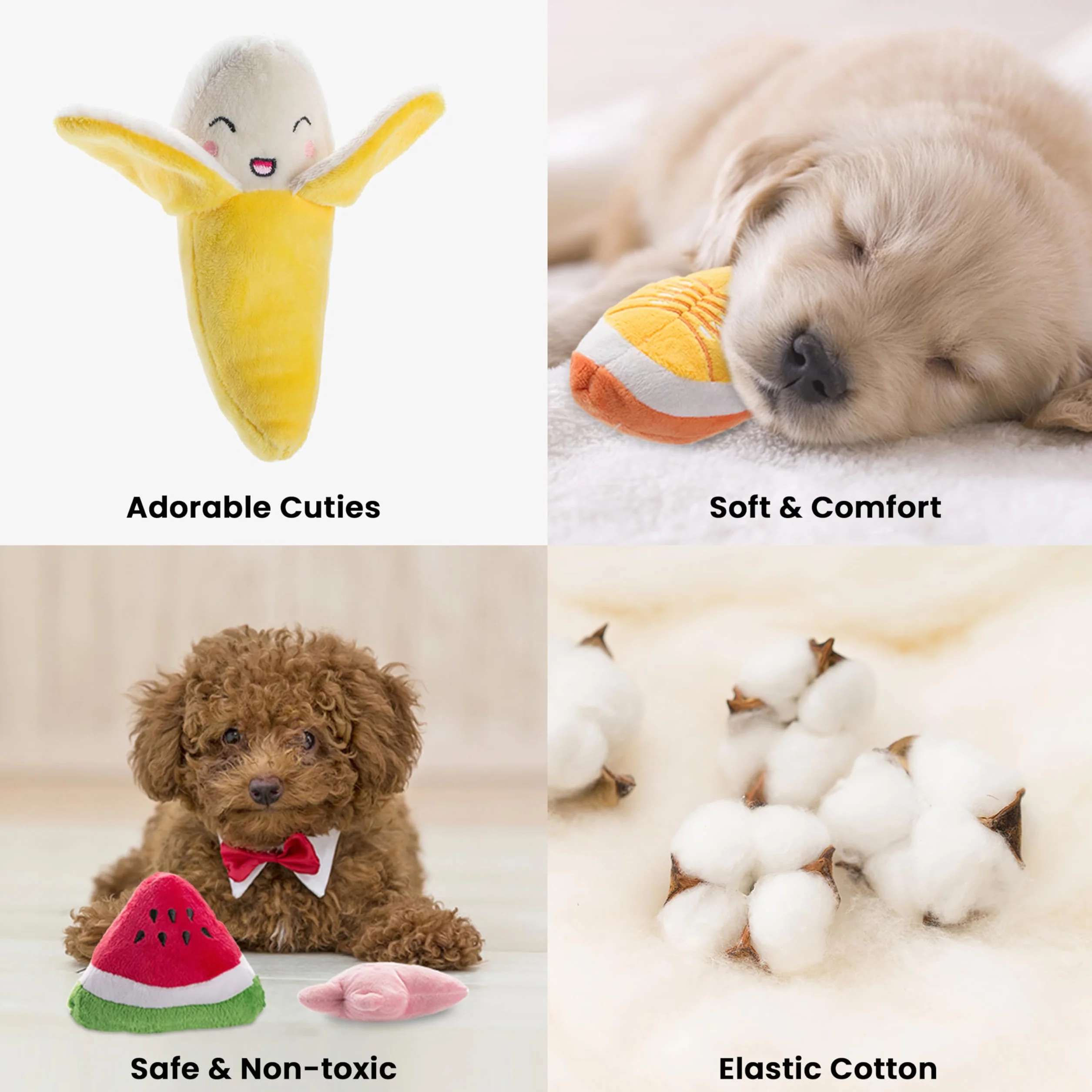 Jouets Petit Chien Couineur En Peluche 12pcs Avec Sac De Rangement, Jouets Mâcher Doux Anti-Ennui Formes Fruits Et Légumes