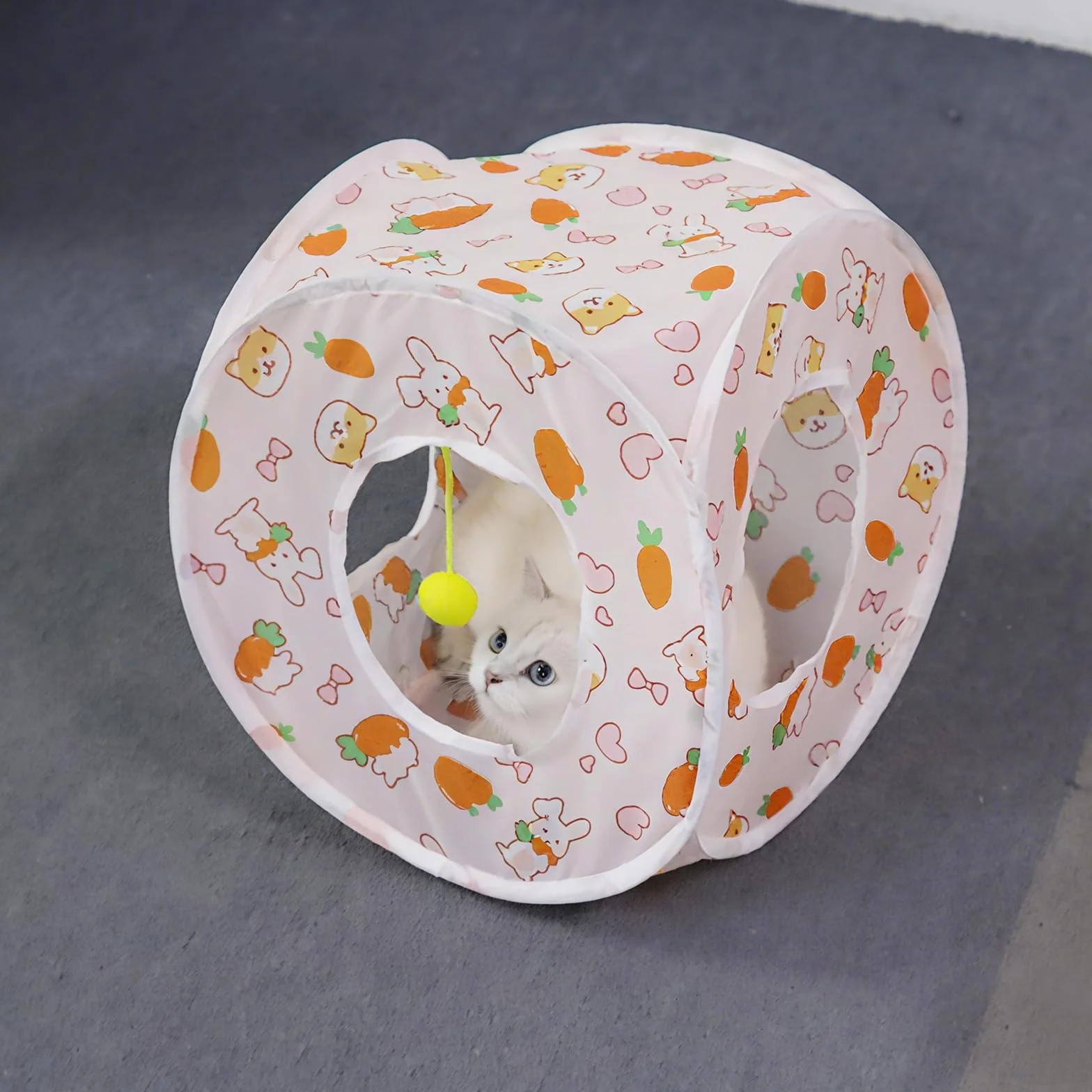 Andiker Tente pop-up pour chat 3 trous tunnel pliable carotte carrée