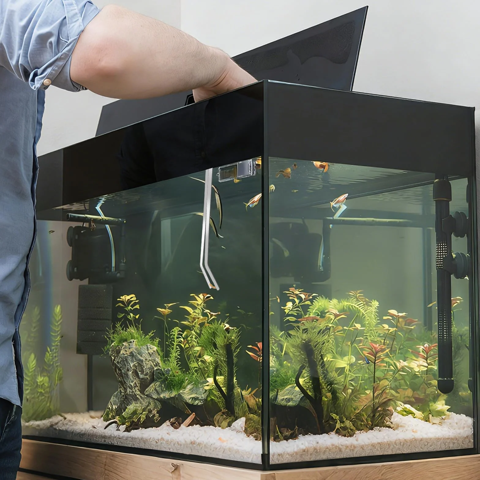 Pince Aquarium 27cm Acier Inoxydable pour Reptiles Lézards Serpents Terrarium Noir