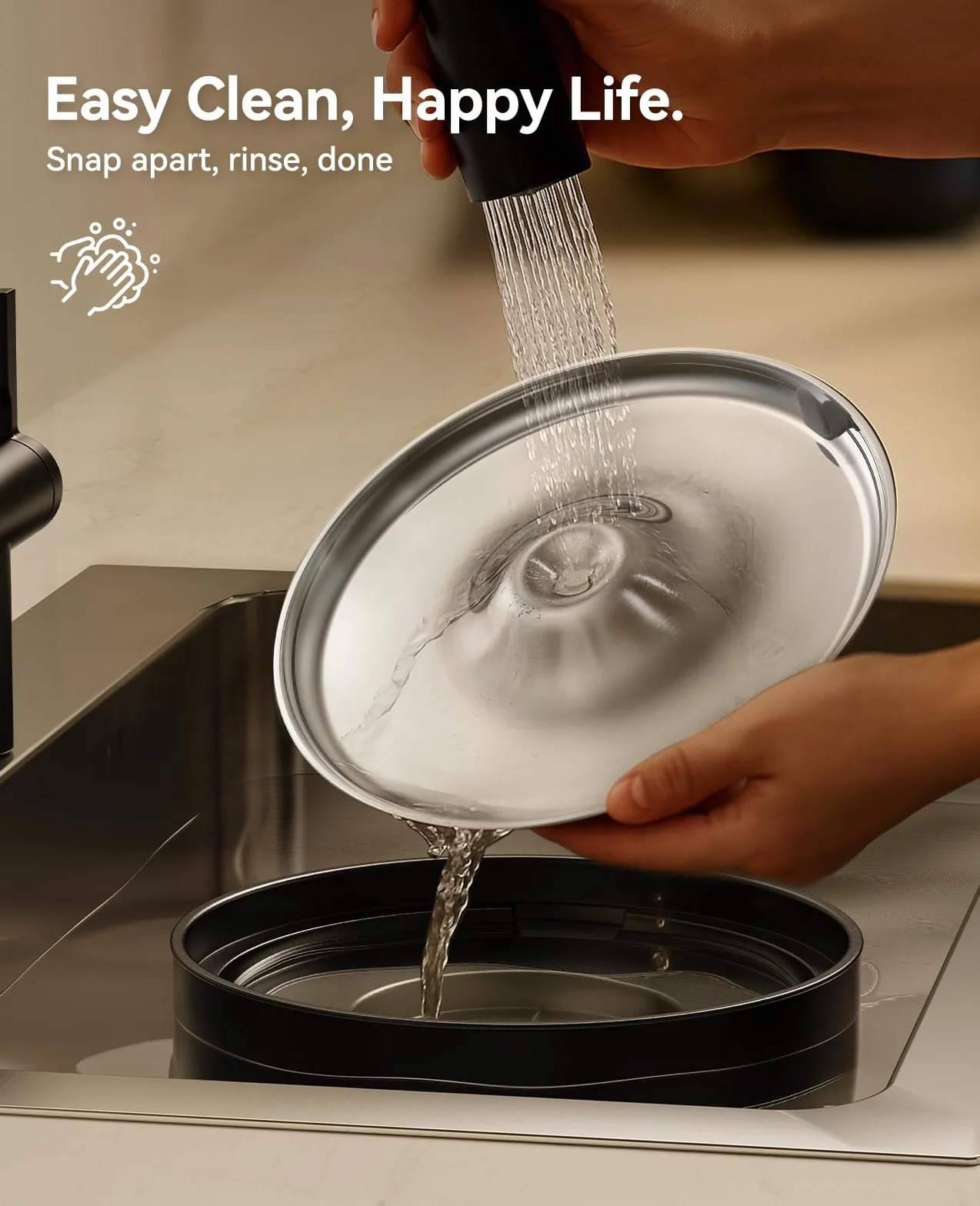 Fontaine à Eau pour Chats Silencieuse 3L FEELNEEDY Automatique avec Filtre Charbon - Gamelle Acier Inoxydable Noir