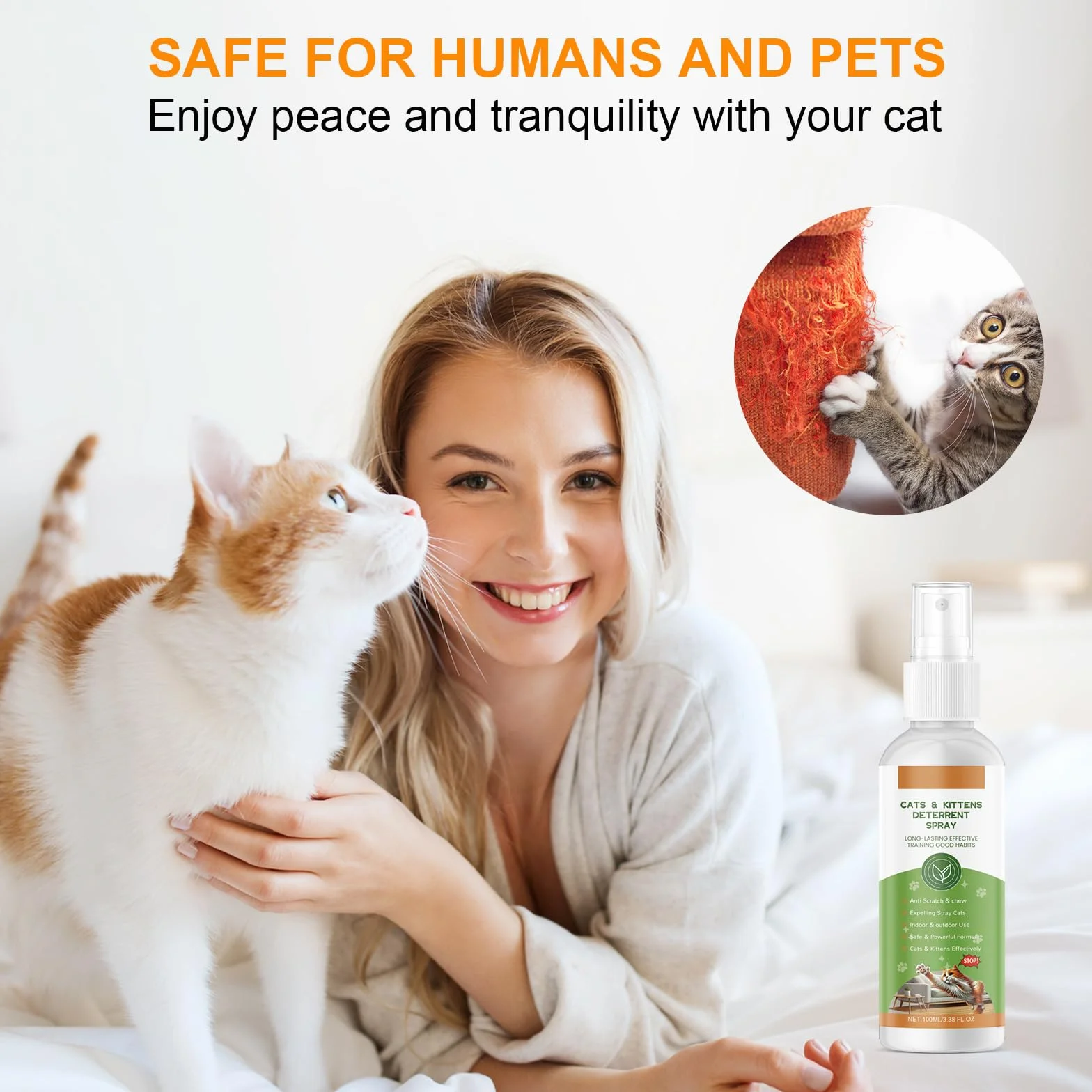 Spray Répulsif pour Chat Anti-Griffage Protecteur Meubles 100ml Intérieur Extérieur