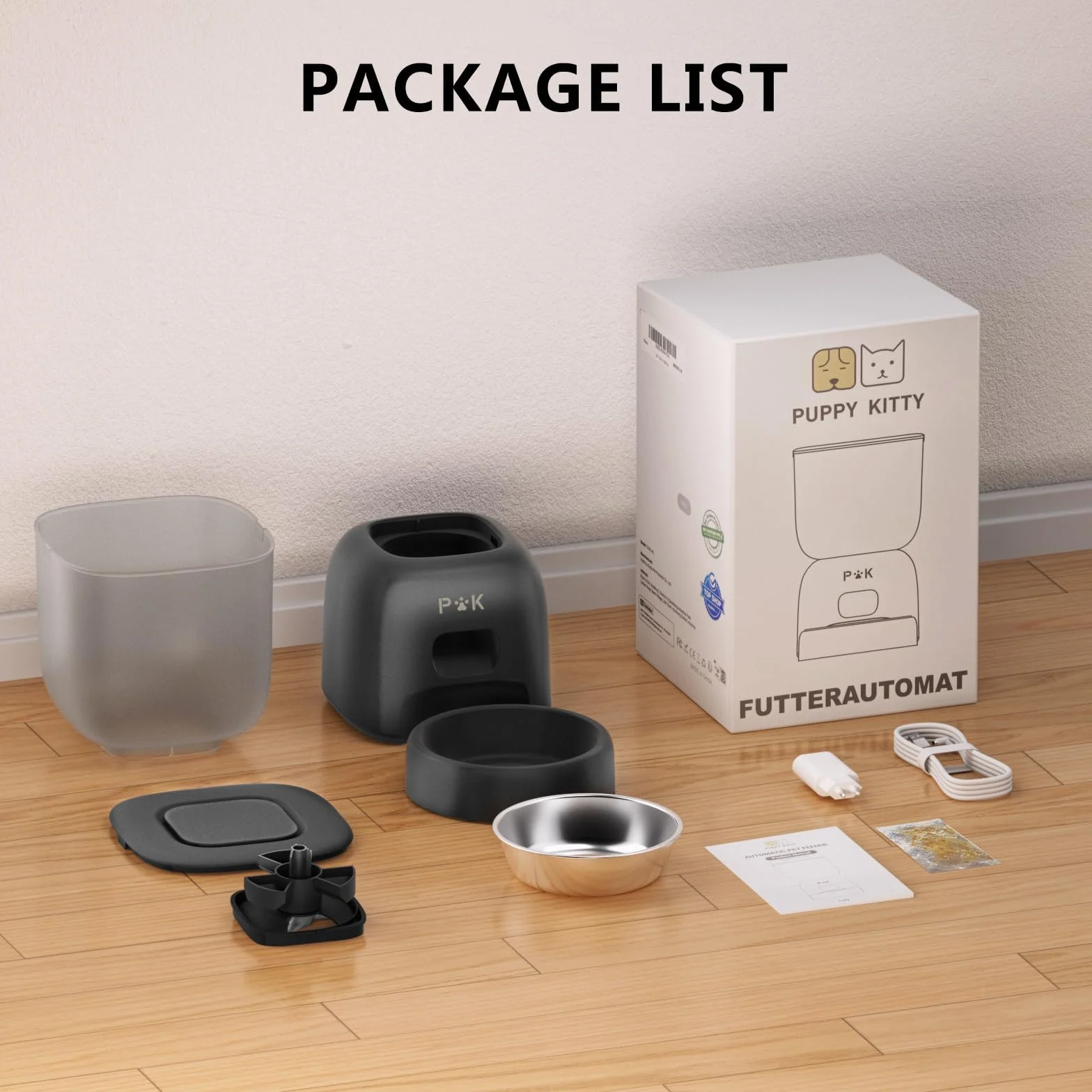PUPPY KITTY Distributeur Croquettes Chat Automatique 3L, Autonomie 180 Jours, Programme Alimentation Personnalisé, Enregistrement Vocal 10S