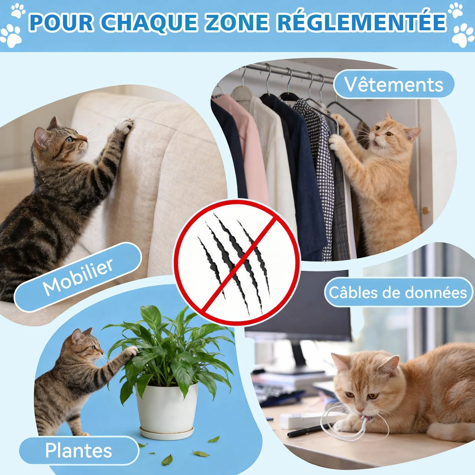 Spray Répulsif pour Chats Naturel, Efficace pour Intérieur et Extérieur, Protège Meubles et Jardin