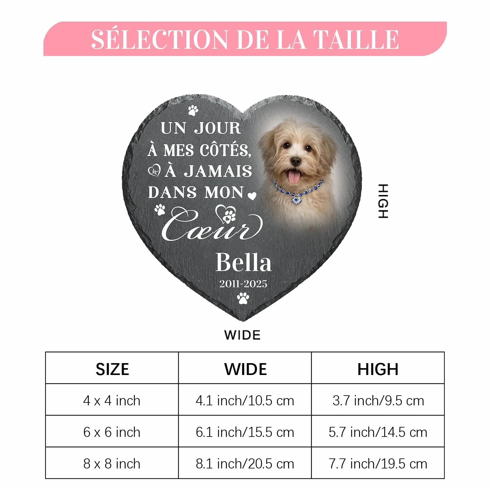 Plaque commémorative personnalisée chien chat – pierre tombale funéraire extérieur intérieur – souvenir hommage décès