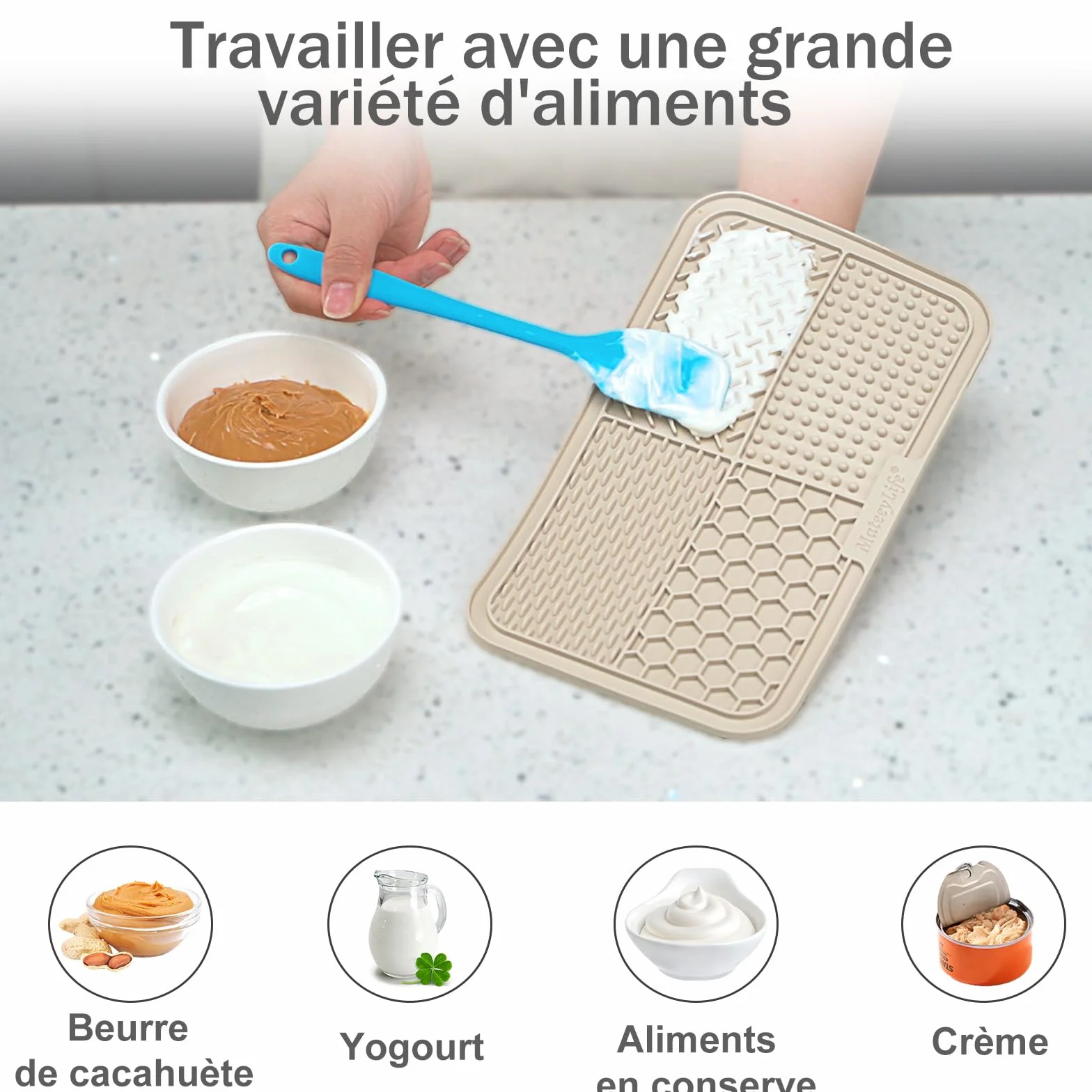 MateeyLife Tapis de léchage Chien avec ventouses Anti-Glisse Alimentation Humide/Sèche Surface Alvéolée Lavable