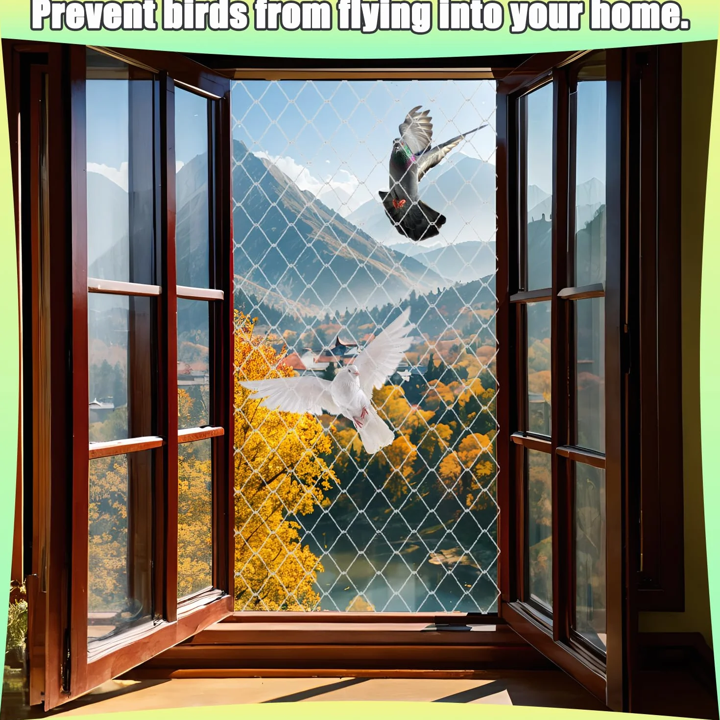 Filet de Protection pour Oiseaux 10x3m Nylon Anti Pigeon Balcon Terrasse