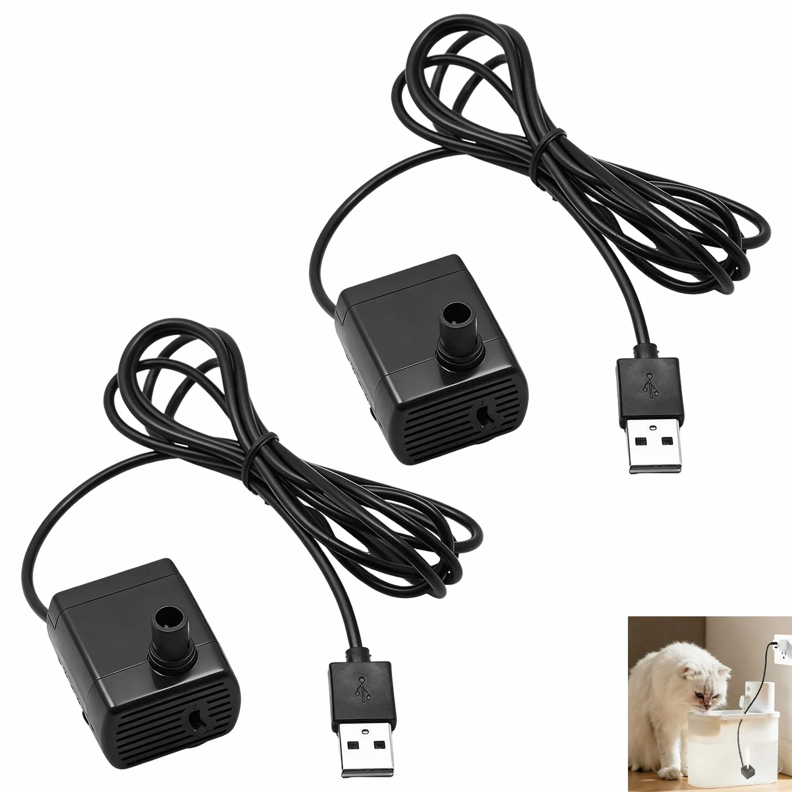 Pompe à Eau Submersible USB DC 5V 1-3W 200L/H Mini Pompe Aquarium Silencieuse pour Fontaine Hydroponie Bassin