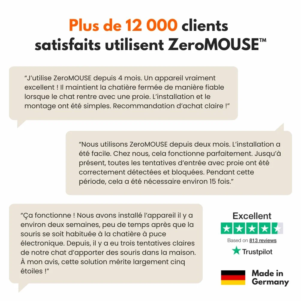 ZeroMOUSE 2.0 Extension pour chatière à puce électronique avec détecteur de proies et reconnaissance de puce