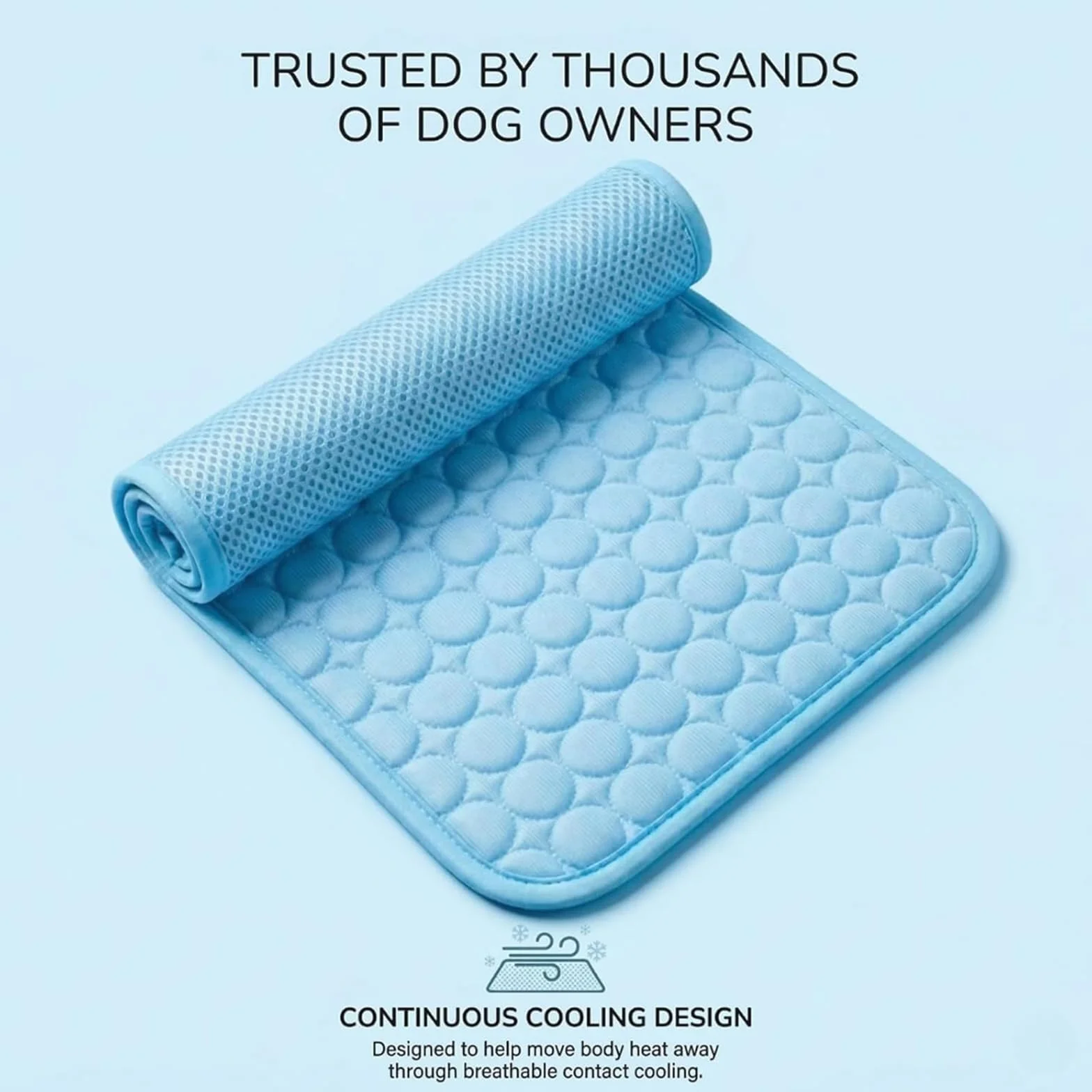 Tapis Rafraîchissant pour Chien et Chat en Tissu Ice Silk, Coussin Fraîcheur Lavable Pliable Anti-Chaleur Été Bleu M