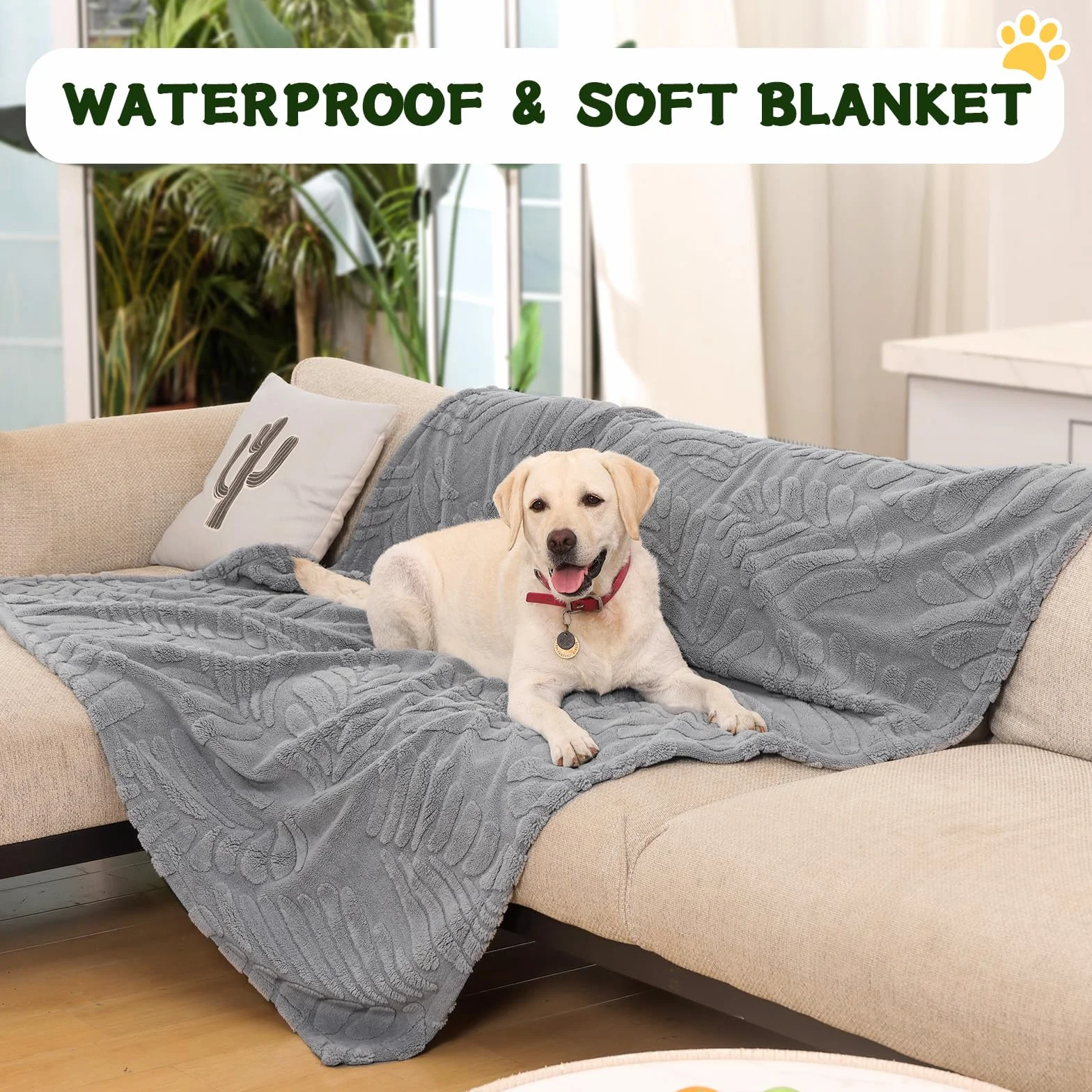 BaoDan Couverture Imperméable pour Chien, Polaire et Velours, Réversible, Protection Canapé, 100x120cm