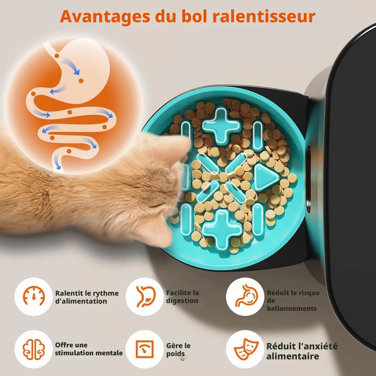 HoneyGuaridan Distributeur Croquettes Chat Automatique 3.5L 2 Bols avec Minuterie Programmable