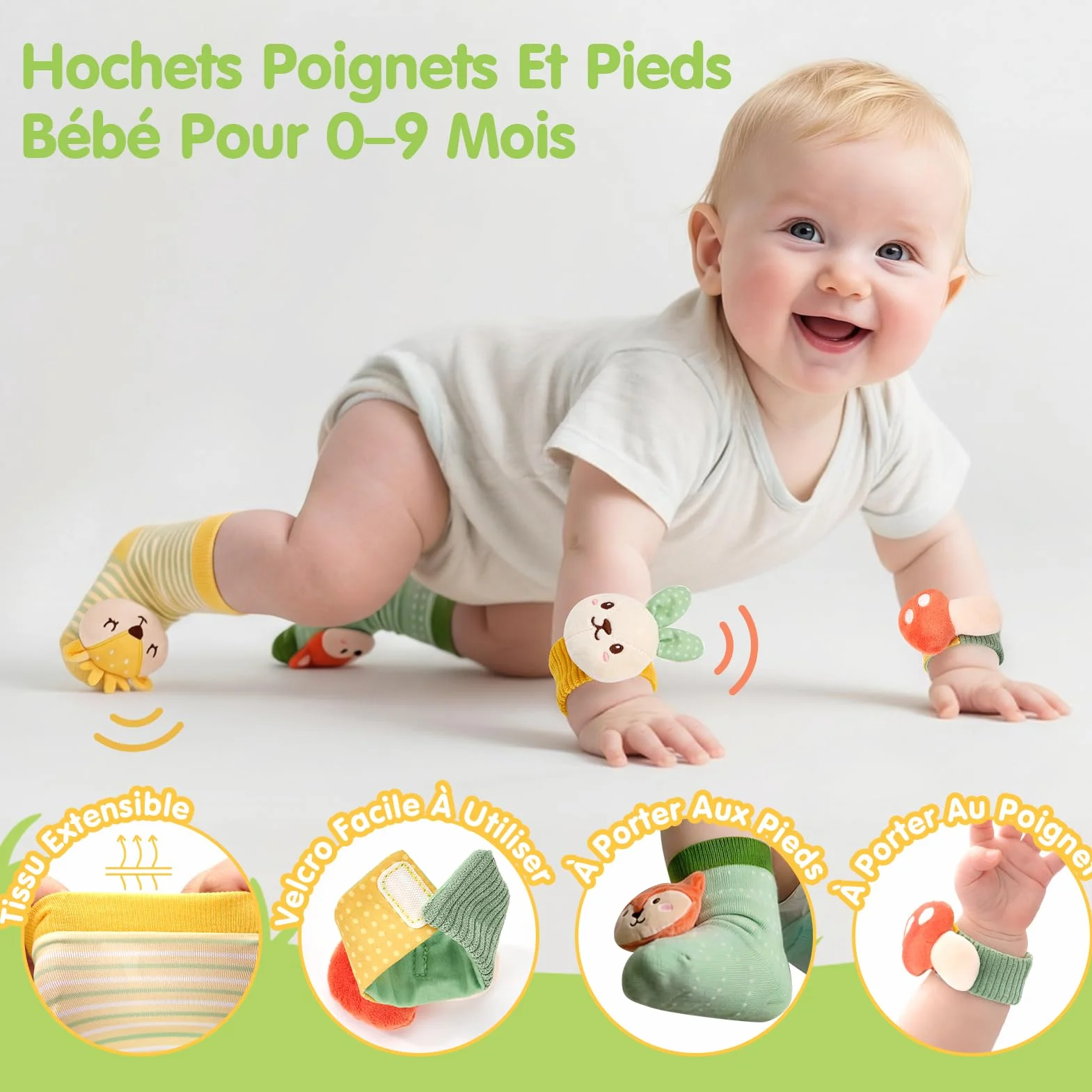 Coffret Naissance Bébé Fille et Garçon, Cadeau Nouveau-né avec Couverture d’Emmaillotage, Hochets et Livre d’Éveil Sensoriel, 0–12 Mois