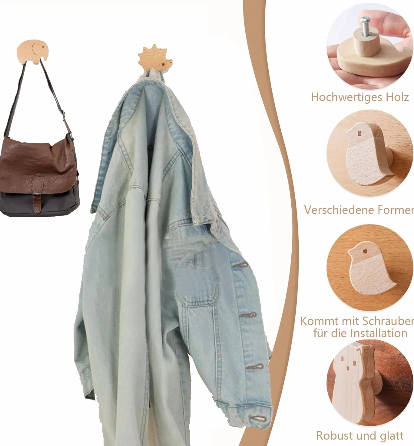 LATRAT Lot de 12 Boutons d'Armoire en Bois - Poignées pour Tiroirs, Commode