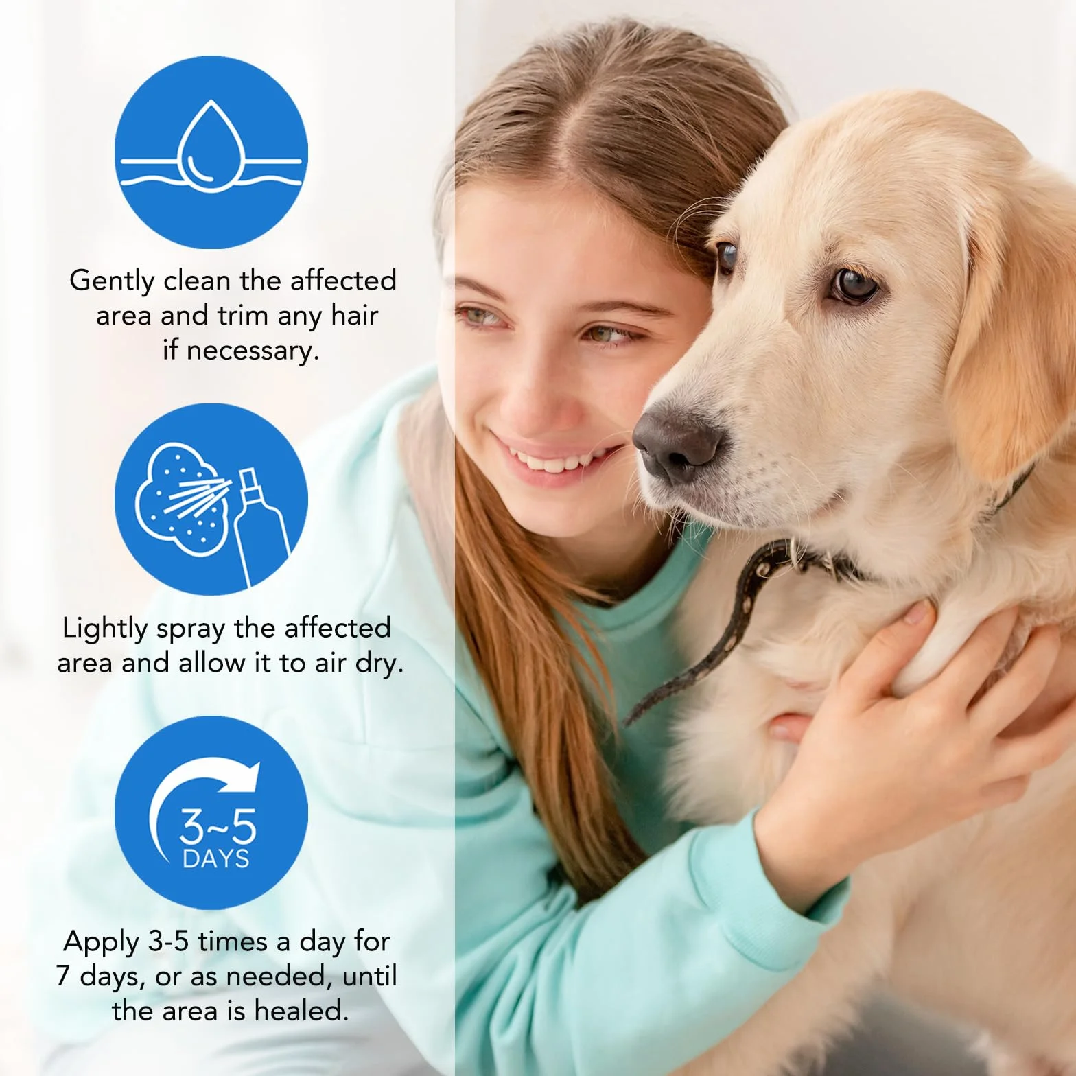 Spray Vétérinaire pour Plaies Chiens Chats 120ml Anti-Démangeaisons Anti-Inflammatoire