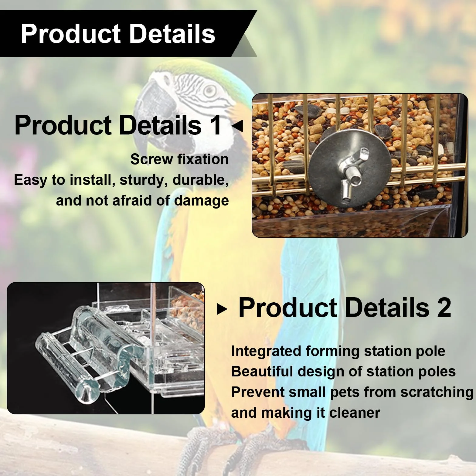 Lot de 2 distributeurs automatiques de nourriture pour oiseaux perruches canaris calopsittes pinsons