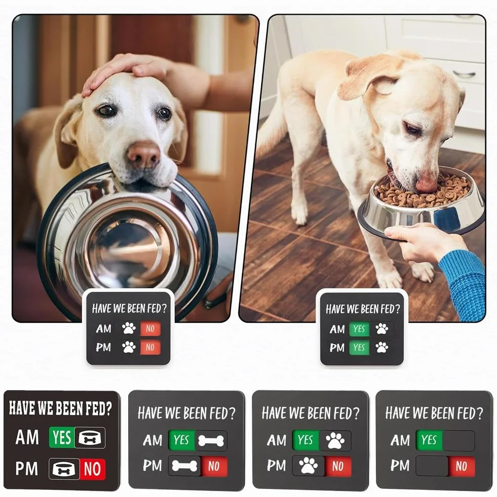 Rappel d'alimentation pour animaux de compagnie avec aimant, support en T « Have We Been Fed », panneau coulissant en acrylique