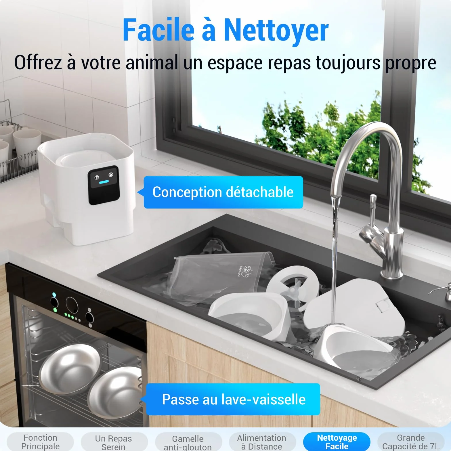 Frienhund Distributeur Croquettes Chat Automatique Double 7L WiFi 5G Détachable