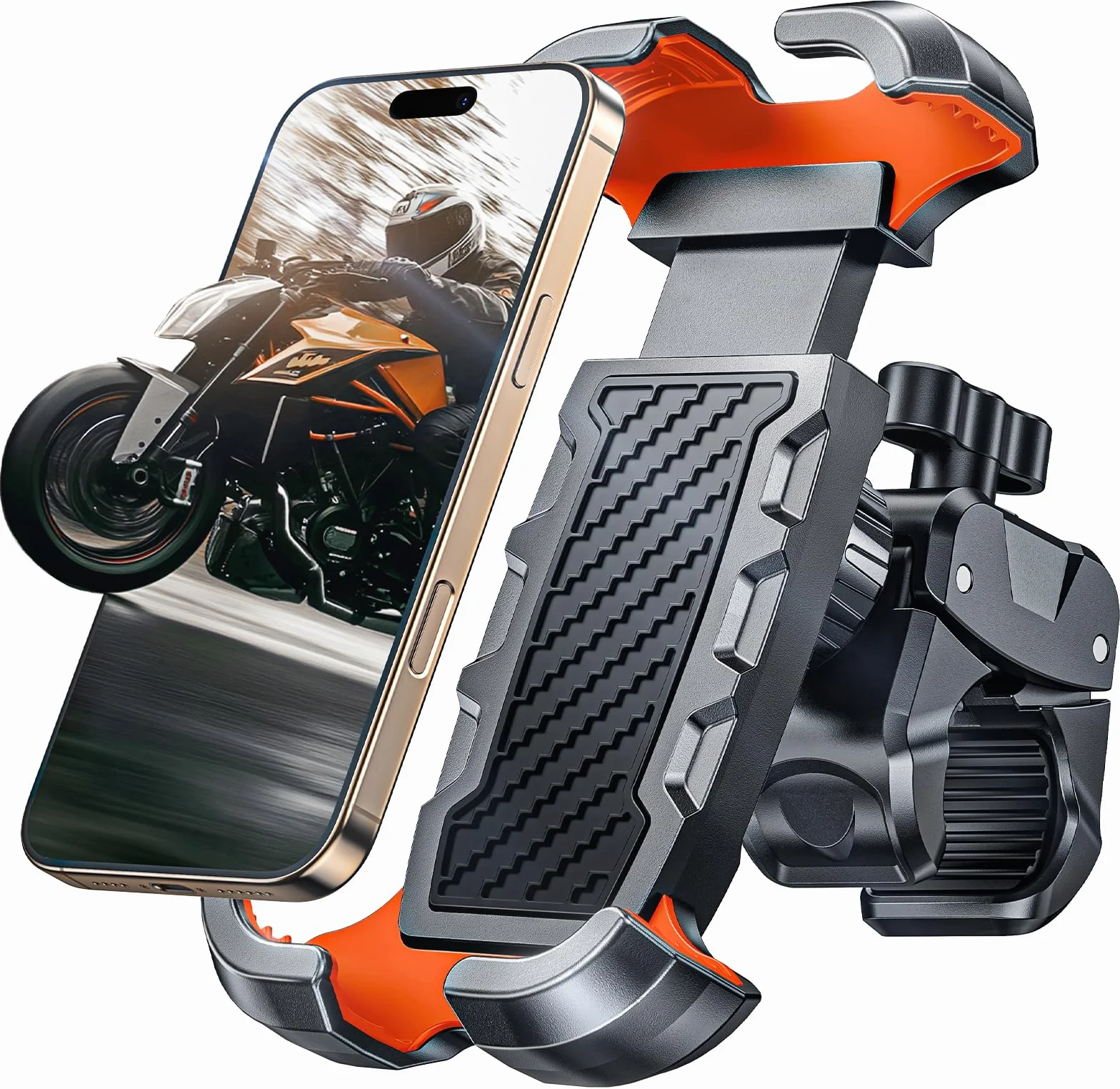 CIRYCASE Support Téléphone Moto Anti-Vibration 360° Rotation Pince Robuste 4.7-6.8"