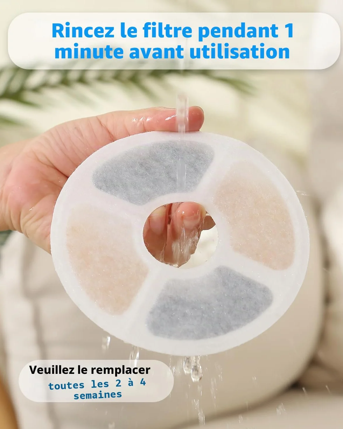 Filtre Fontaine Chat Triple Action 6 PCS Remplacement Résine échangeuse d'ions Charbon Actif 2-2.5L