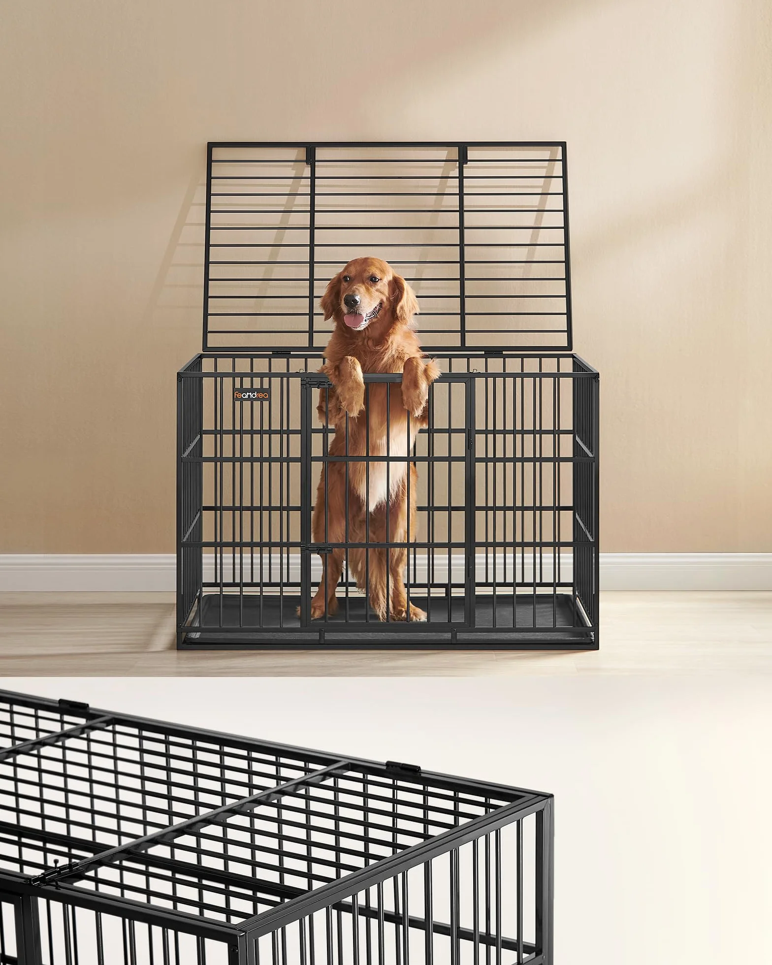 Feandrea Cage pour Chien Ultra-résistante 122 x 75 x 80 cm Noir d'encre PPD006B01
