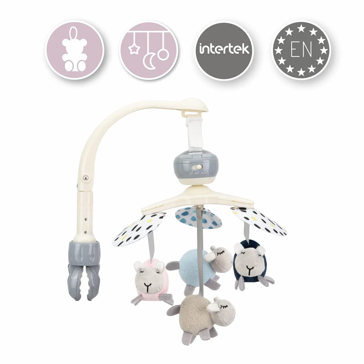 MoMi KIKI Carrousel mobile pour bébé 4 jouets sensoriels 5 mélodies bruit blanc 0-5 mois