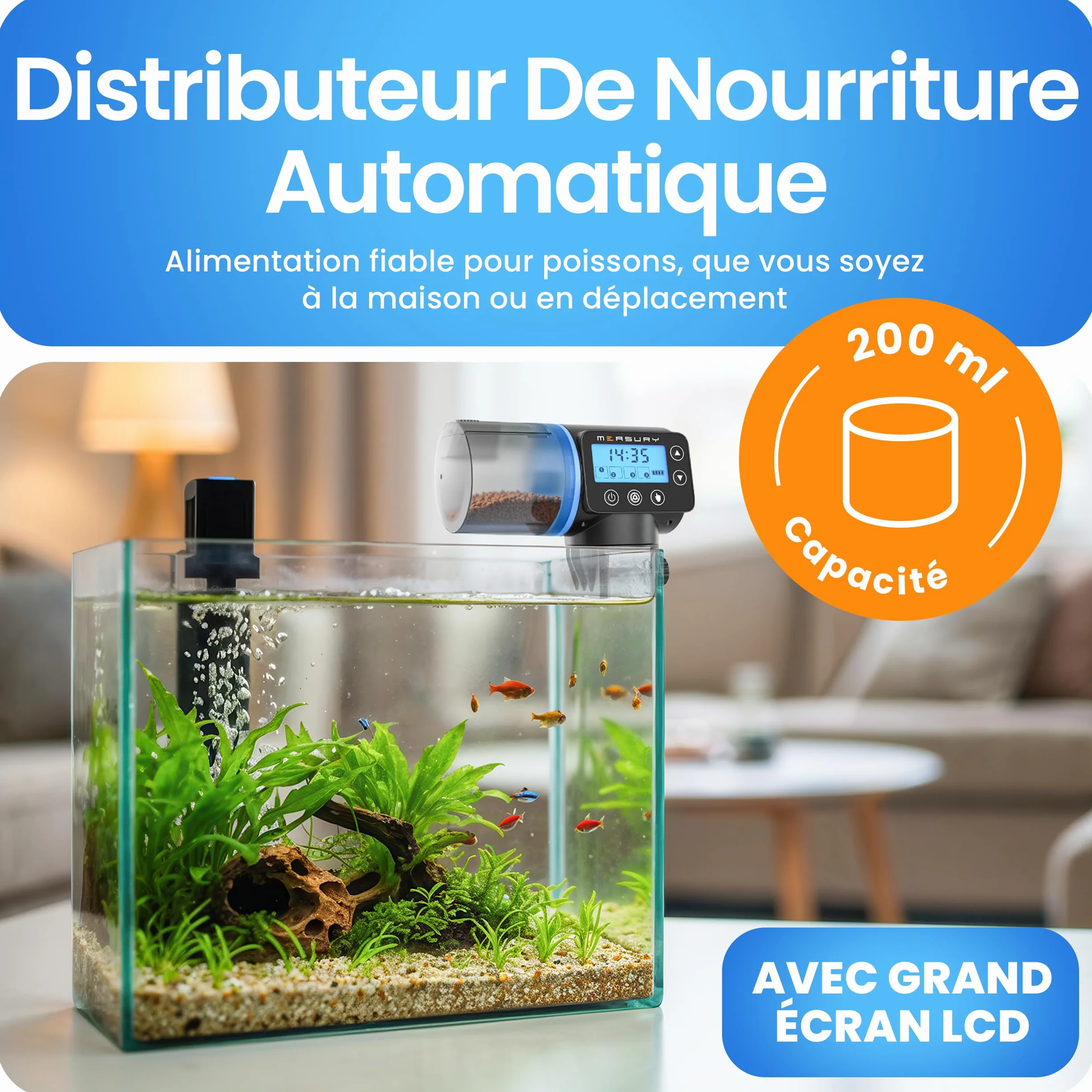 Distributeur Automatique Nourriture Poisson Aquarium 4 Fois par Jour
