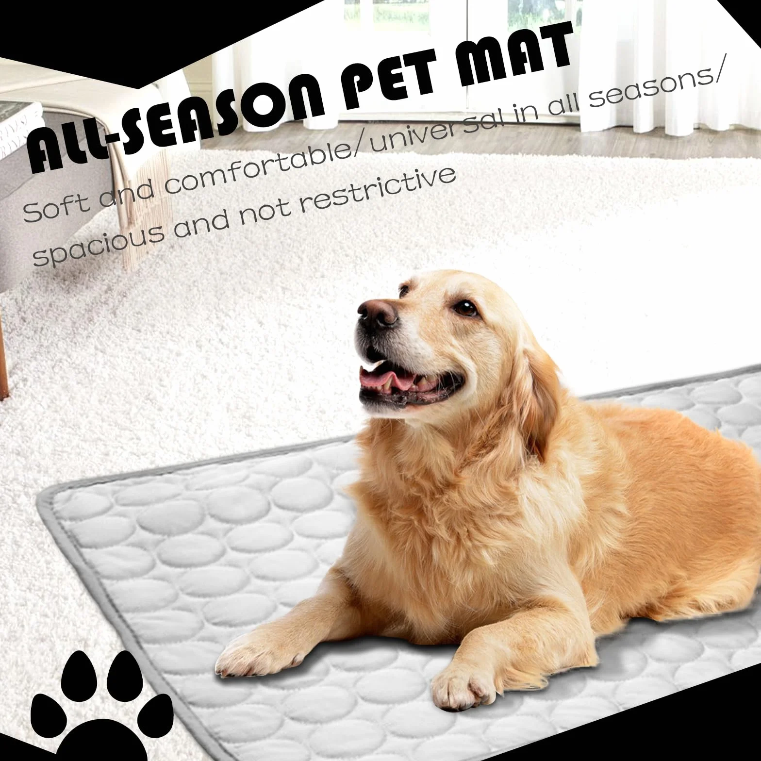 Tapis Refroidissant pour Chien 27,5 x 21,6 Pouces Couverture Rafraichissant Réfrigérante Gris