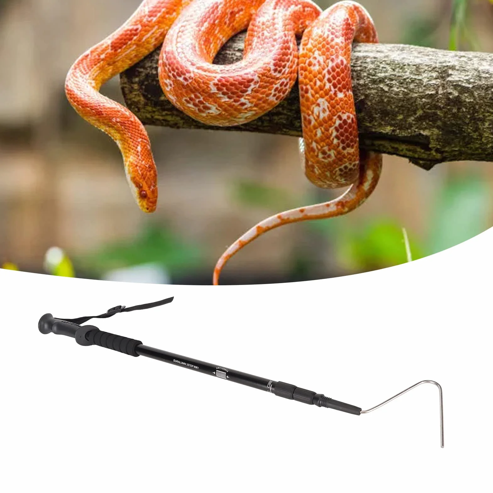 Crochet de Serpent Pliable 55 Pouces en Acier Inoxydable avec Poignée Rétractable