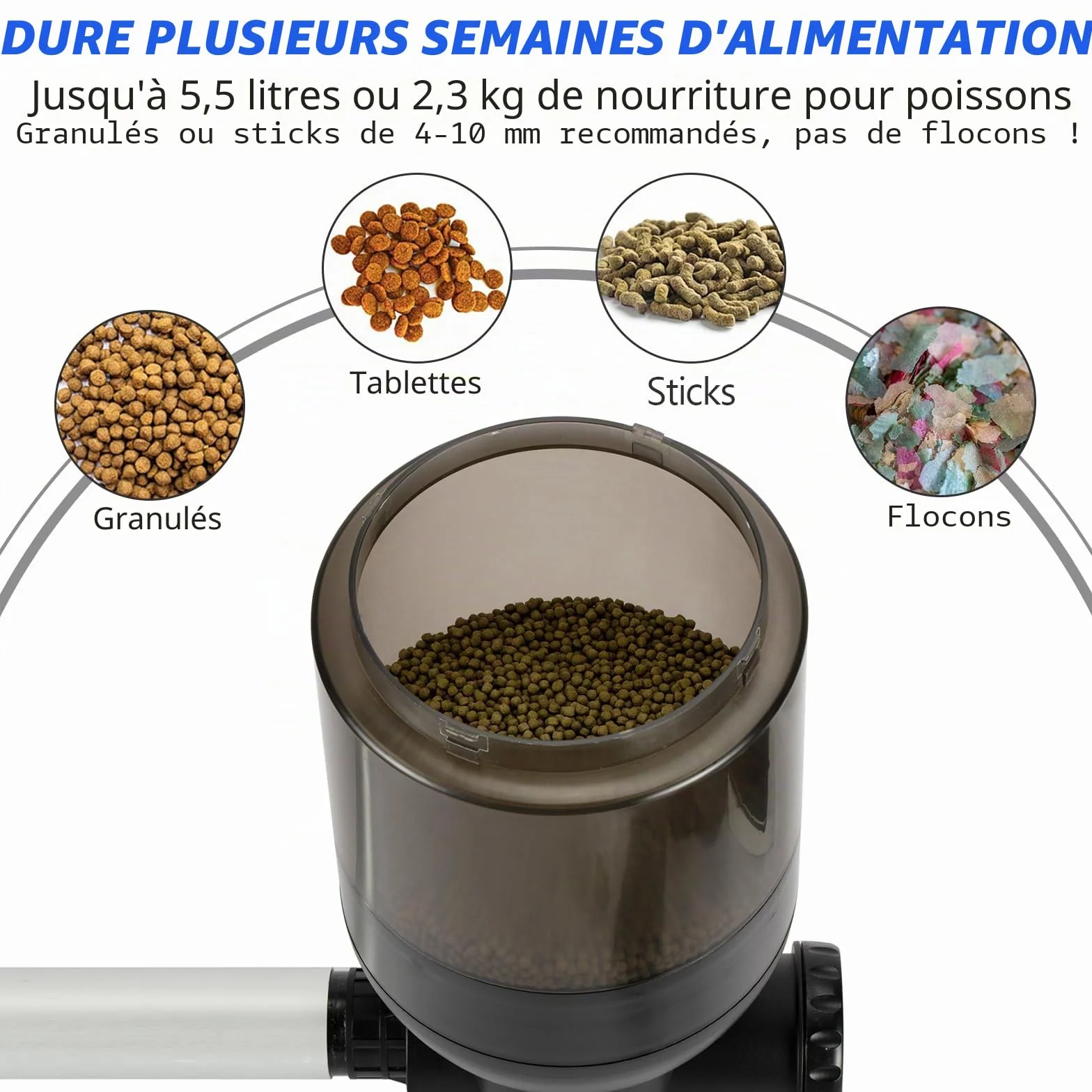 hygger Distributeur Automatique pour étang,Large Programmable Mangeoire Automatique pour Poisson avec LCD Display Controller, 5.5 Liters Pond Fish Feeder Koi Feeder for Weekend Holiday
