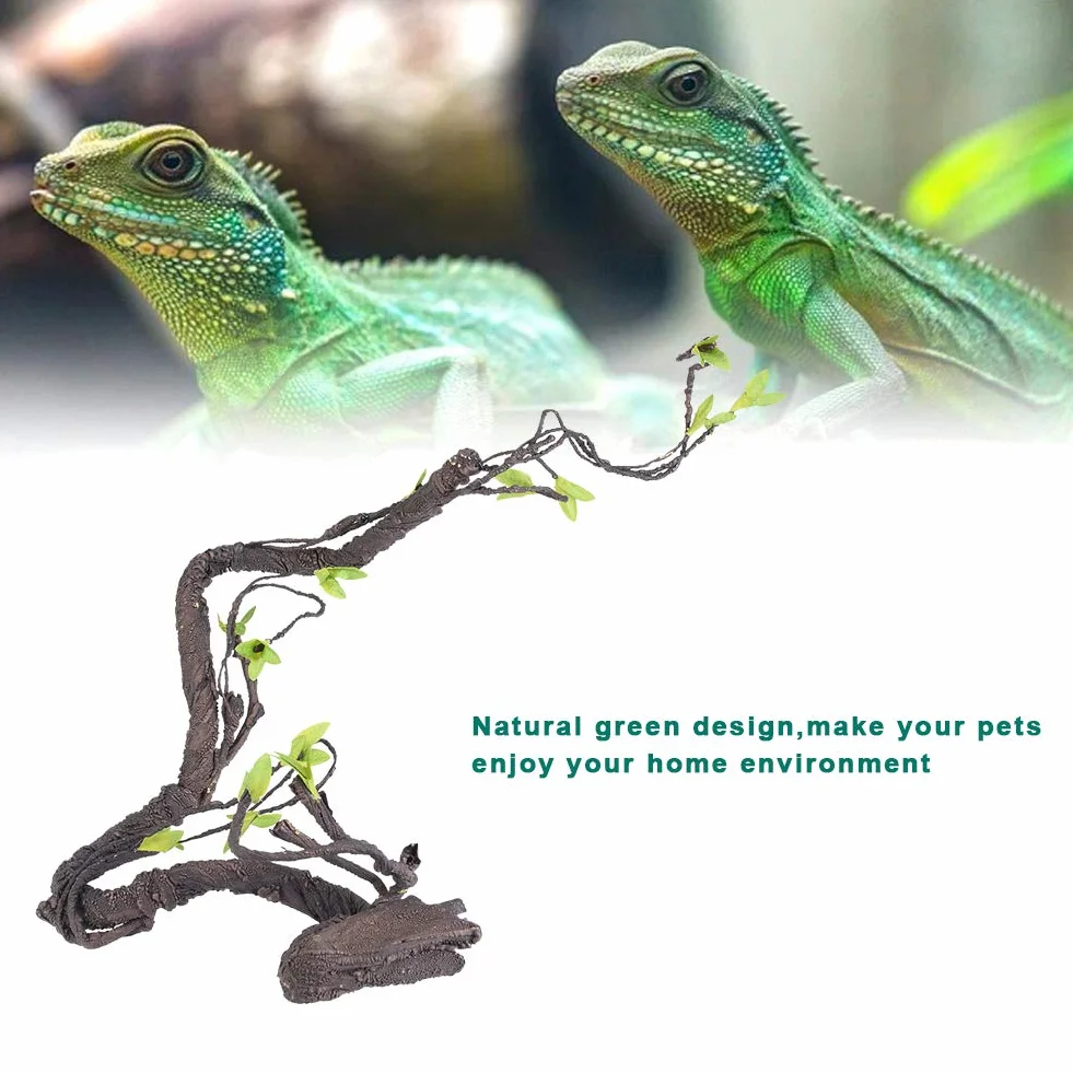 Vignes de Reptiles Grimpeur Artificiel Jungle Forest Bend Habitat pour Animaux de Compagnie Décor pour Serpents Grenouilles lézards(S)