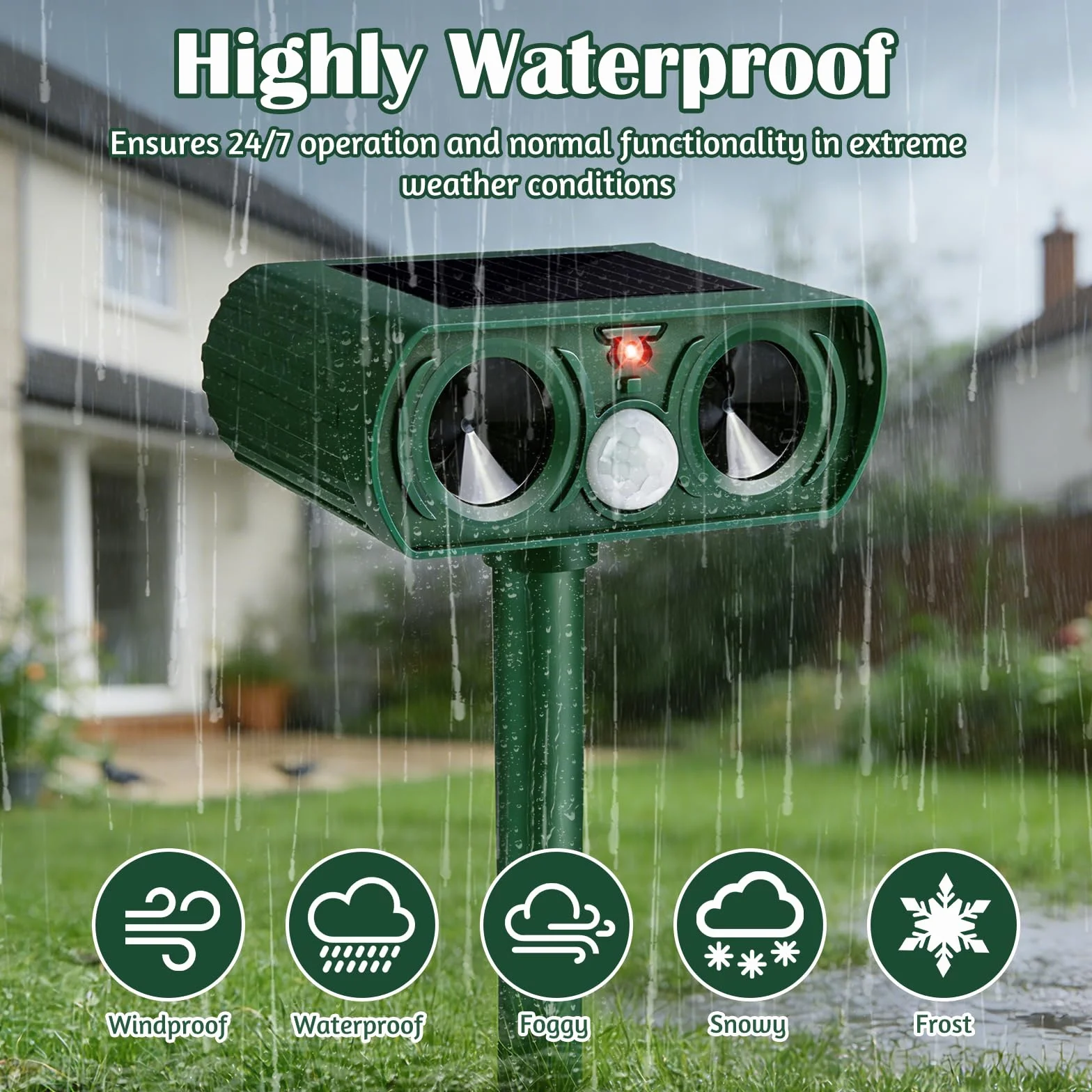Répulsif Chat Ultrason Solaire Imperméable avec Détecteur et Flash pour Chats Chiens Renards Martres