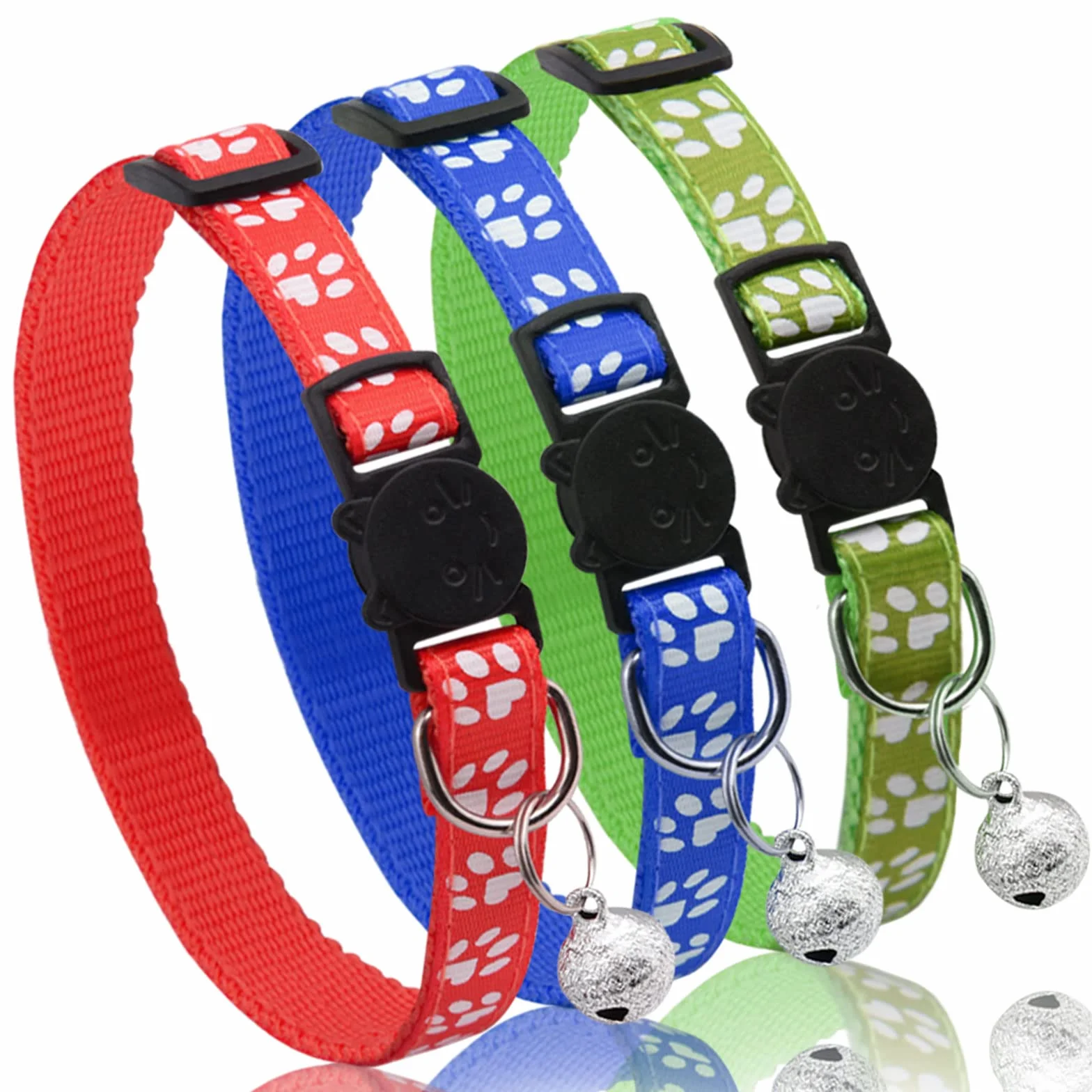 Collier Chat Anti Étranglement Réfléchissant Réglable avec Clochette de Sécurité