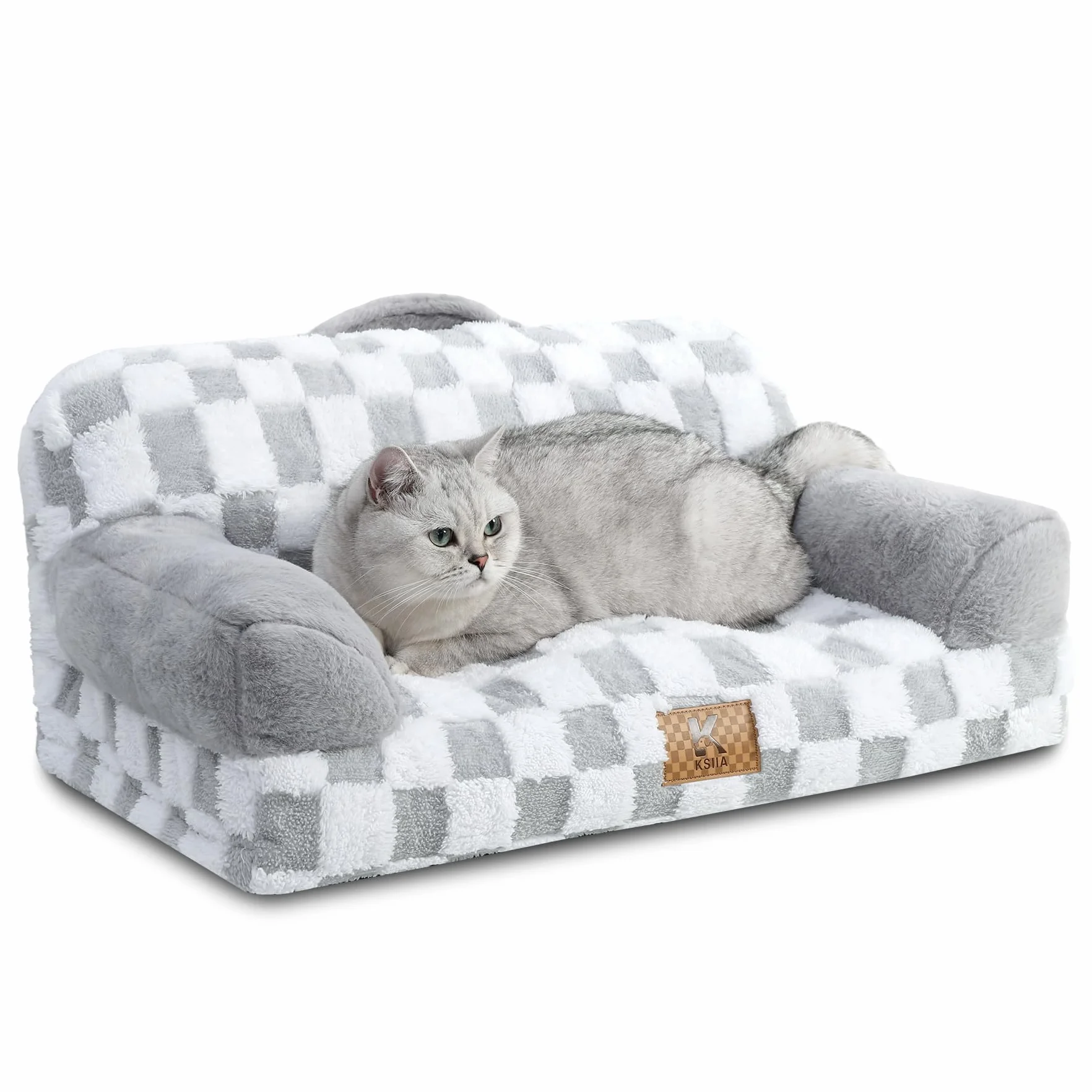 Petit Canapé Panier Chien Dehoussable Lavable 66x37 cm Lit Orthopédique Base Antidérapante Gris