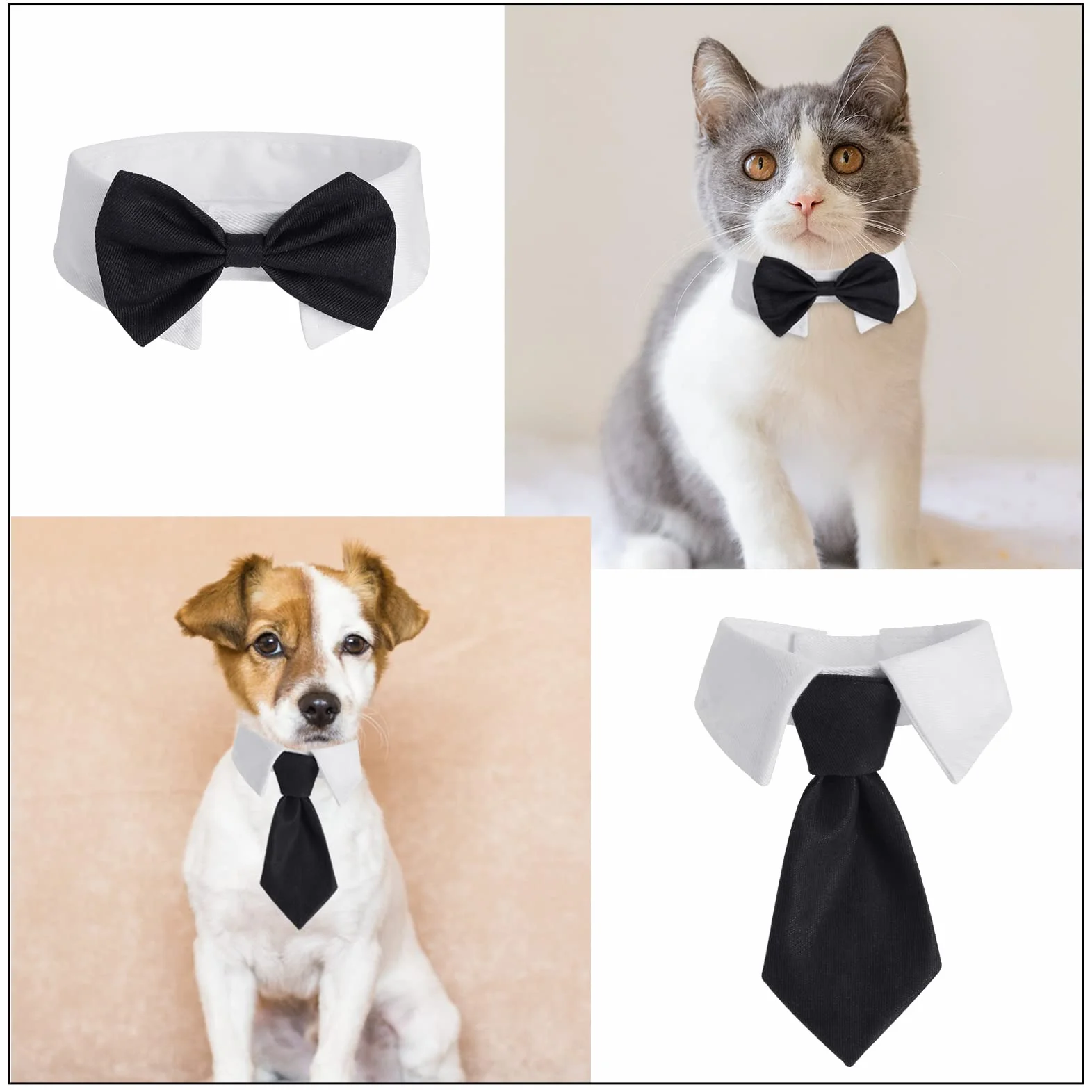 Lot de 2 colliers de smoking réglables pour chien et chat - Nœud papillon formel pour mariage
