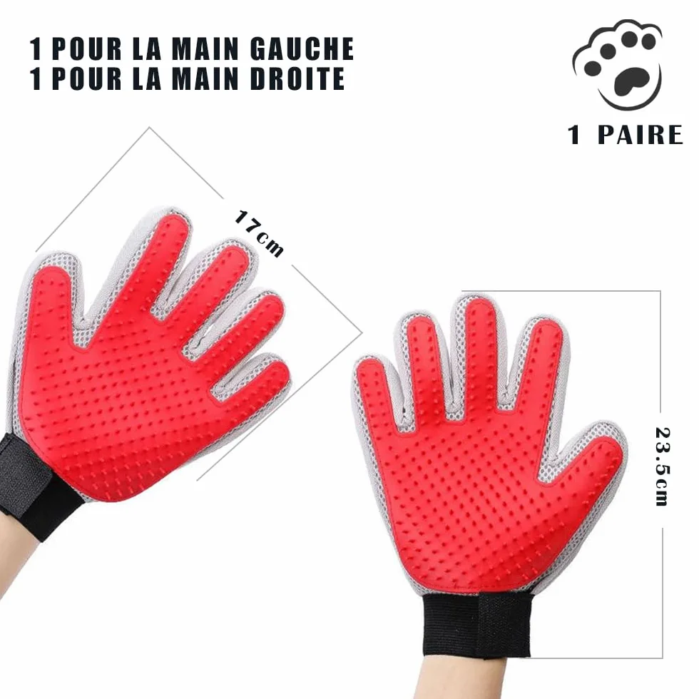 Marchul Lot de 2 Gants de Toilettage pour Animaux - Brosse Épilation Massage Poils Longs/Courts Chat Chien Lapin