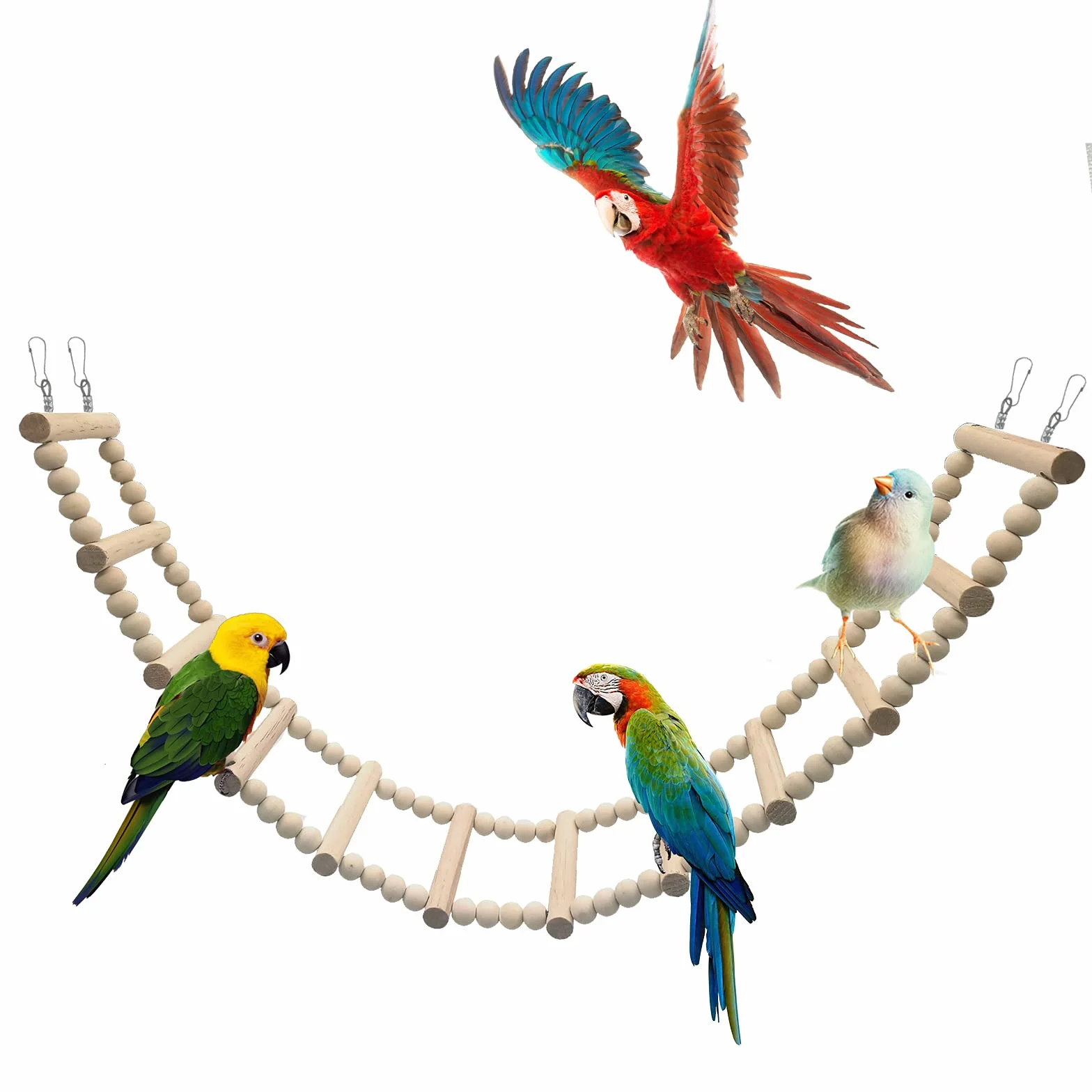 Échelle en Bois pour Oiseaux, Pont Balançoire pour Perruches et Perroquets, Jouet d'escalade pour Petits Animaux