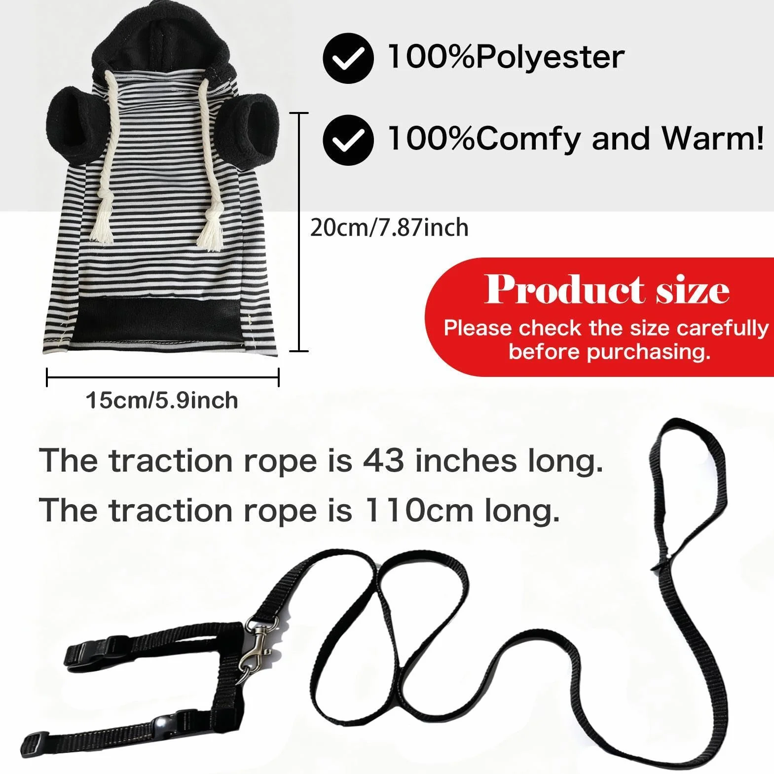 Vêtements pour Furet avec Harnais - Tenue Chaude et Douce pour Hamster, Écureuils, Chihuahuas, Chats