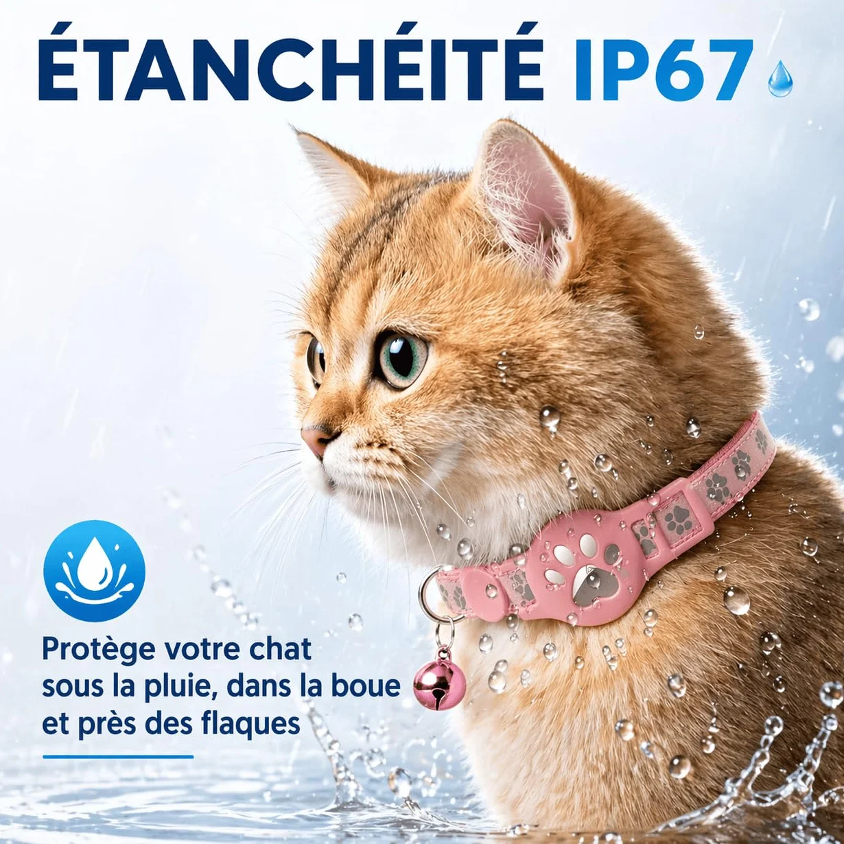 Collier GPS Chat sans Abonnement ni Carte SIM, Traceur GPS Étanche IP67, Localisation Temps Réel, Anti-Perte (Noir)