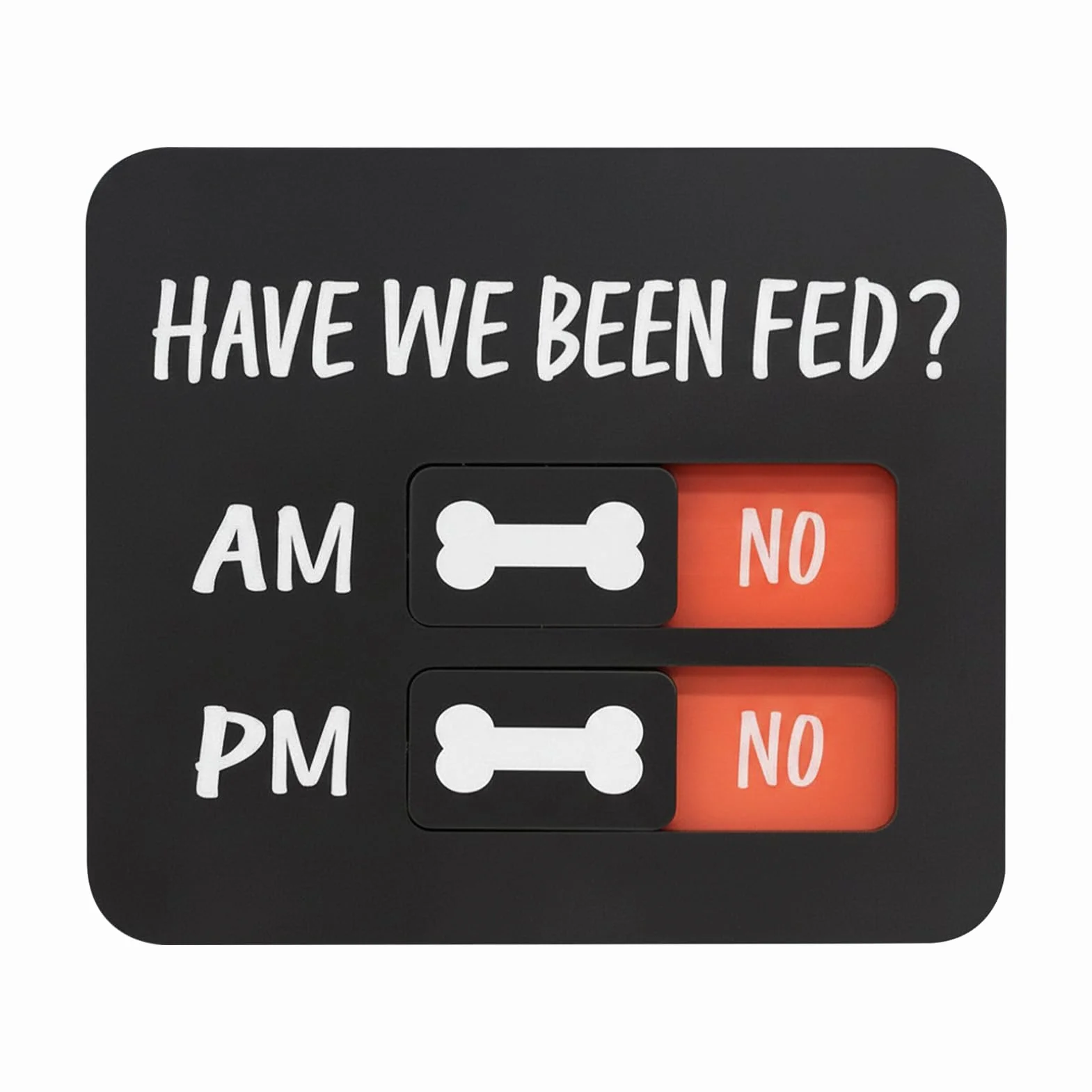 Panneau magnétique transparent pour chien "Have We Been Fed" indicateur coulissant prévention suralimentation AM PM pour réfrigérateur